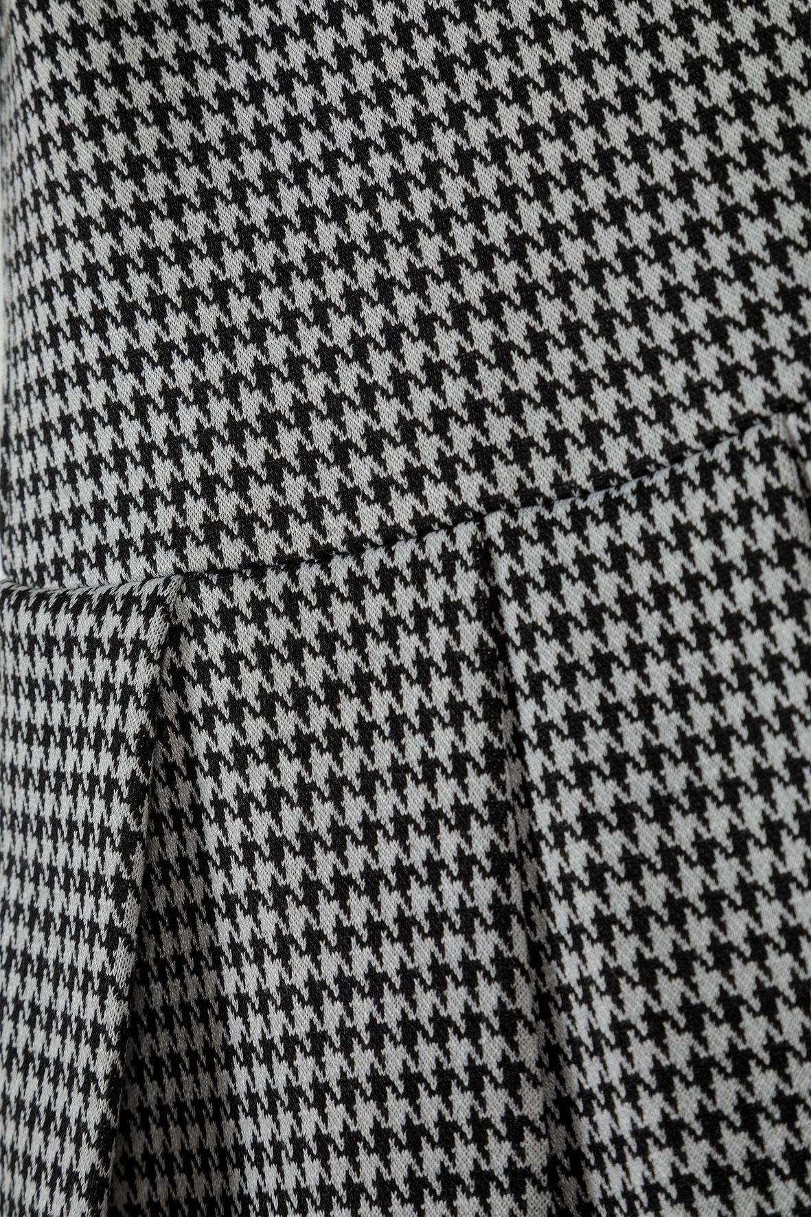 Short Sleeve Dress, Dogtooth Print, Black White - 4