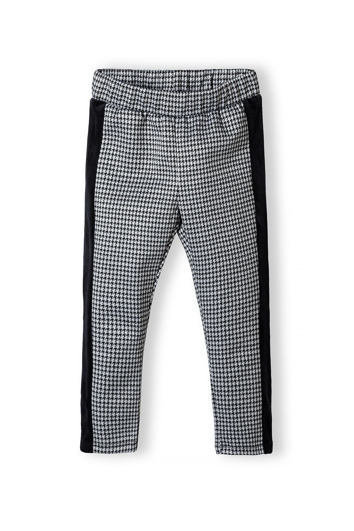 Leggings Dogtooth Pattern, Black White Side Panel - 2
