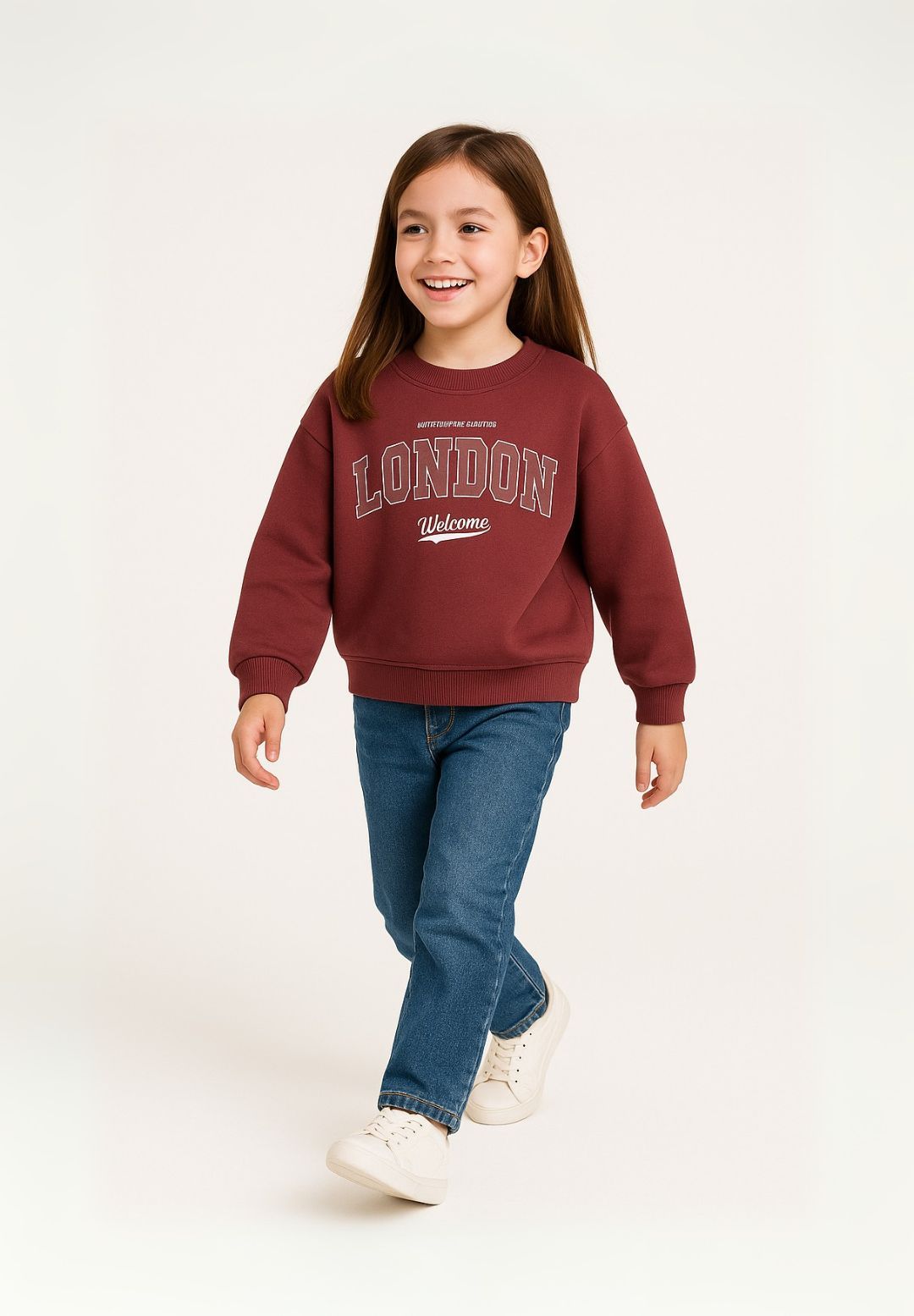 Crew Sweatshirt London Print Burgundy - 1