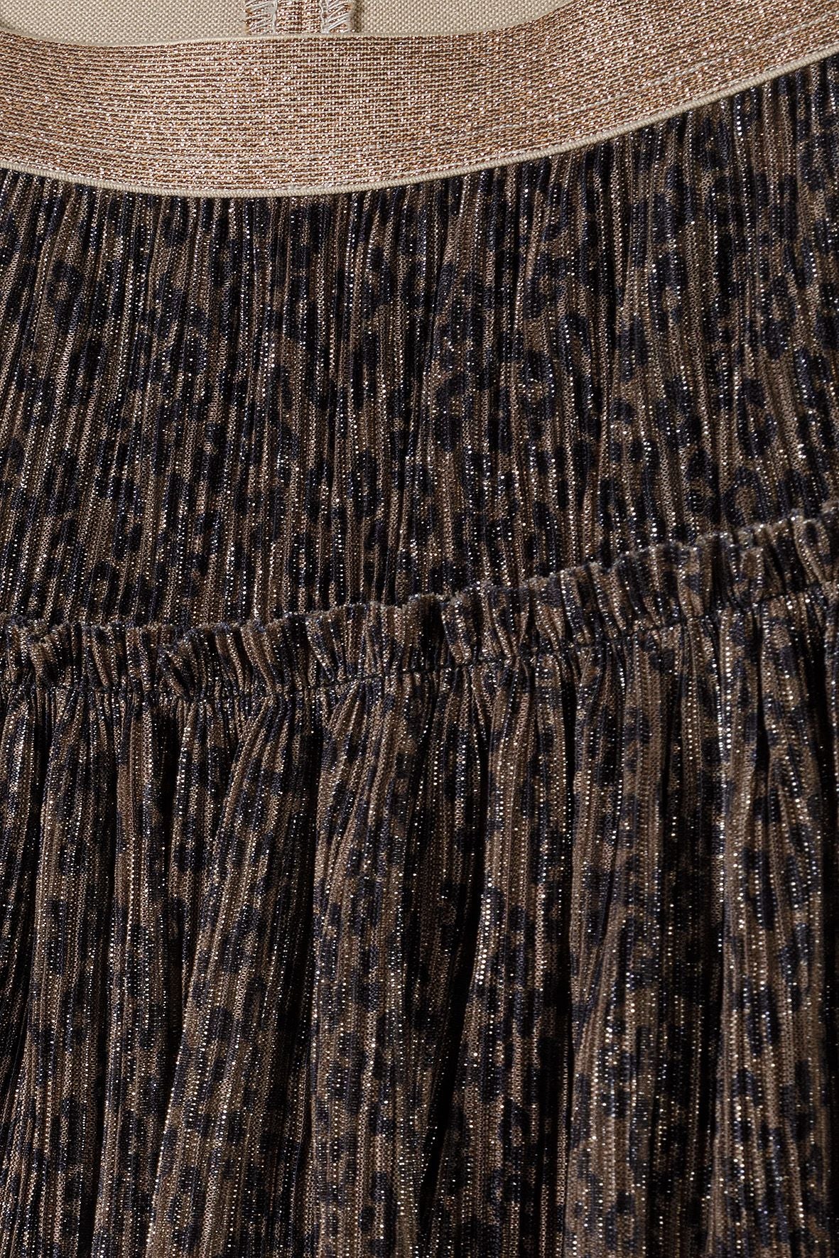Sparkle Pleated Party Skirt, Brown, Metallic - 4