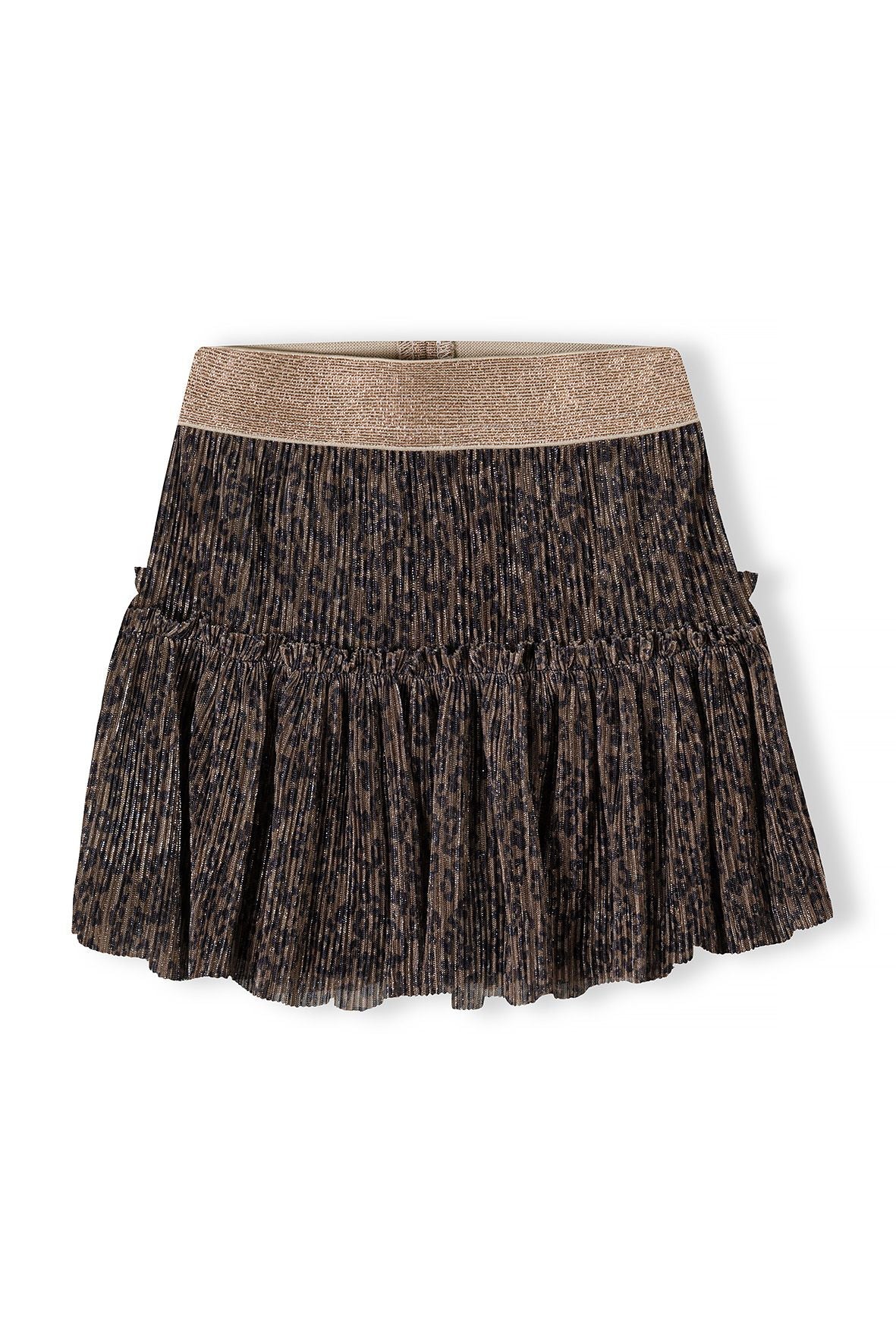 Sparkle Pleated Party Skirt, Brown, Metallic - 2