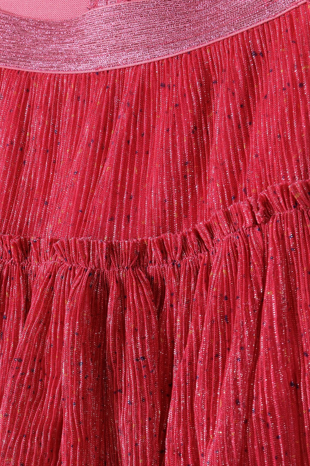Pleated Party Skirt, Sparkle Pink, Tiered - 3