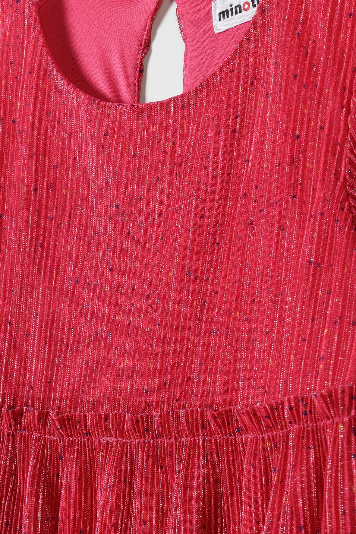 Pleated Party Dress, Pink Sparkle, Long Sleeve - 4