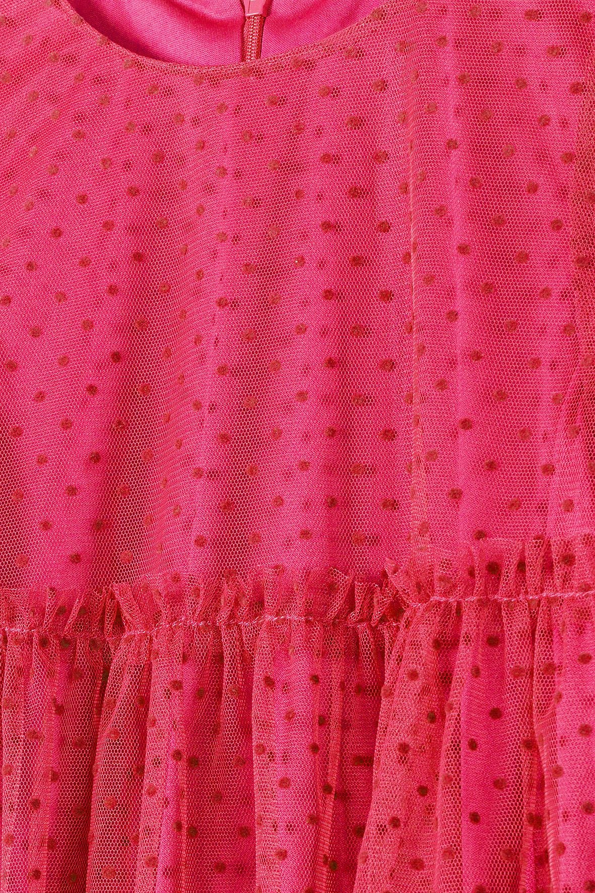 Flock Dot Party Dress, Pink, Balloon Sleeves - 4