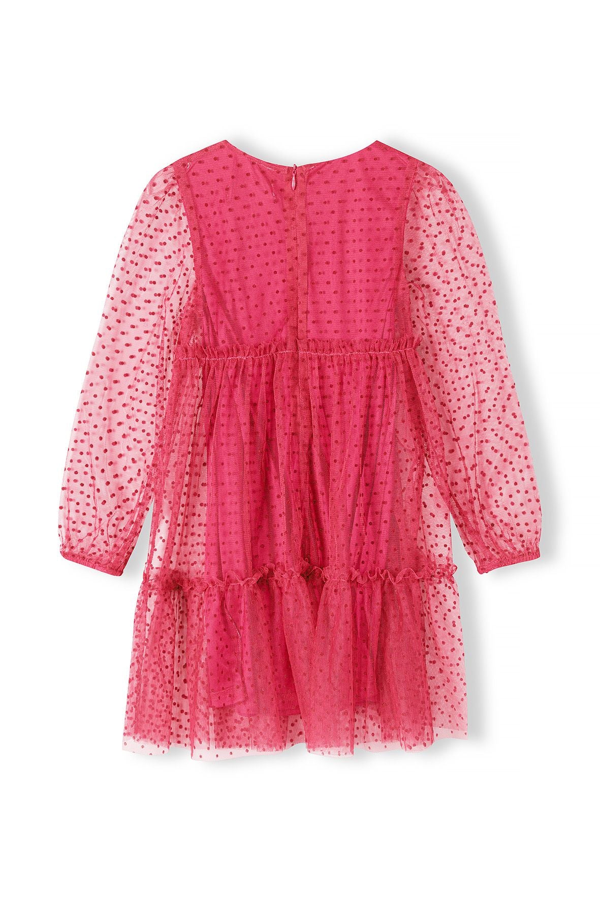 Flock Dot Party Dress, Pink, Balloon Sleeves - 3