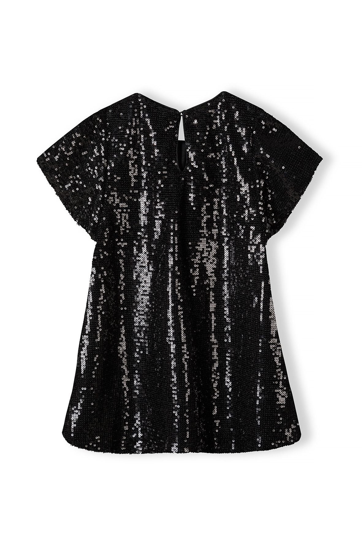 Sequin Party Dress, Flutter Sleeves, Black - 3