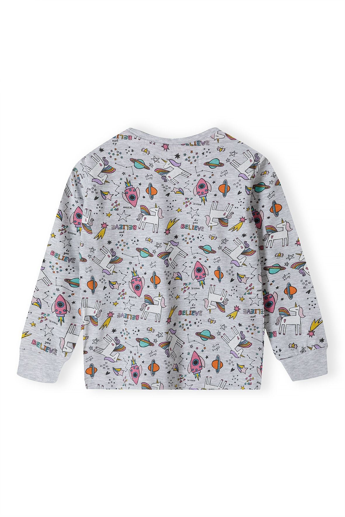 Pyjama Set, Unicorn Space Print, Grey - 3