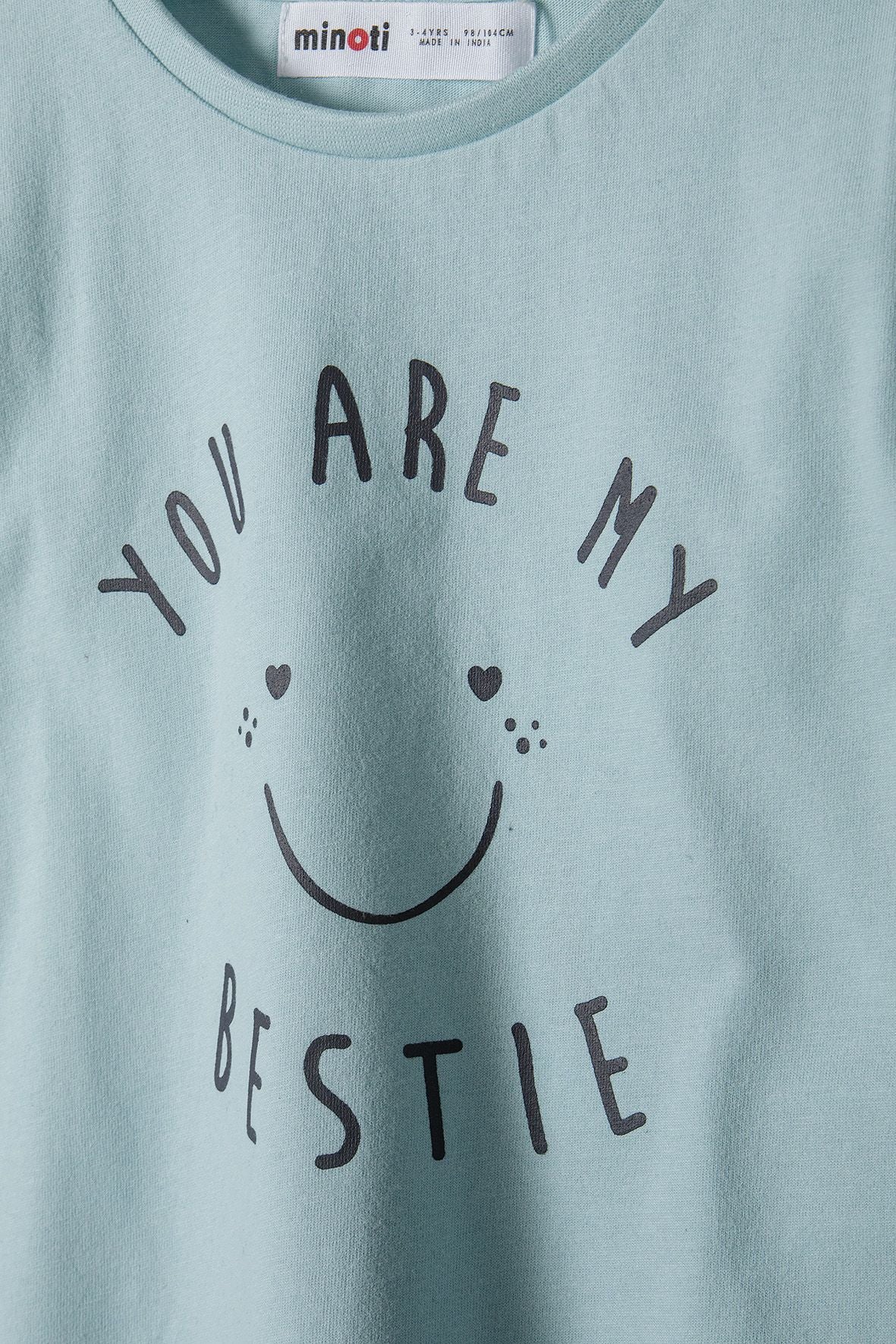 Long Sleeve T-Shirt, Bestie Smiley Print, Mint - 4