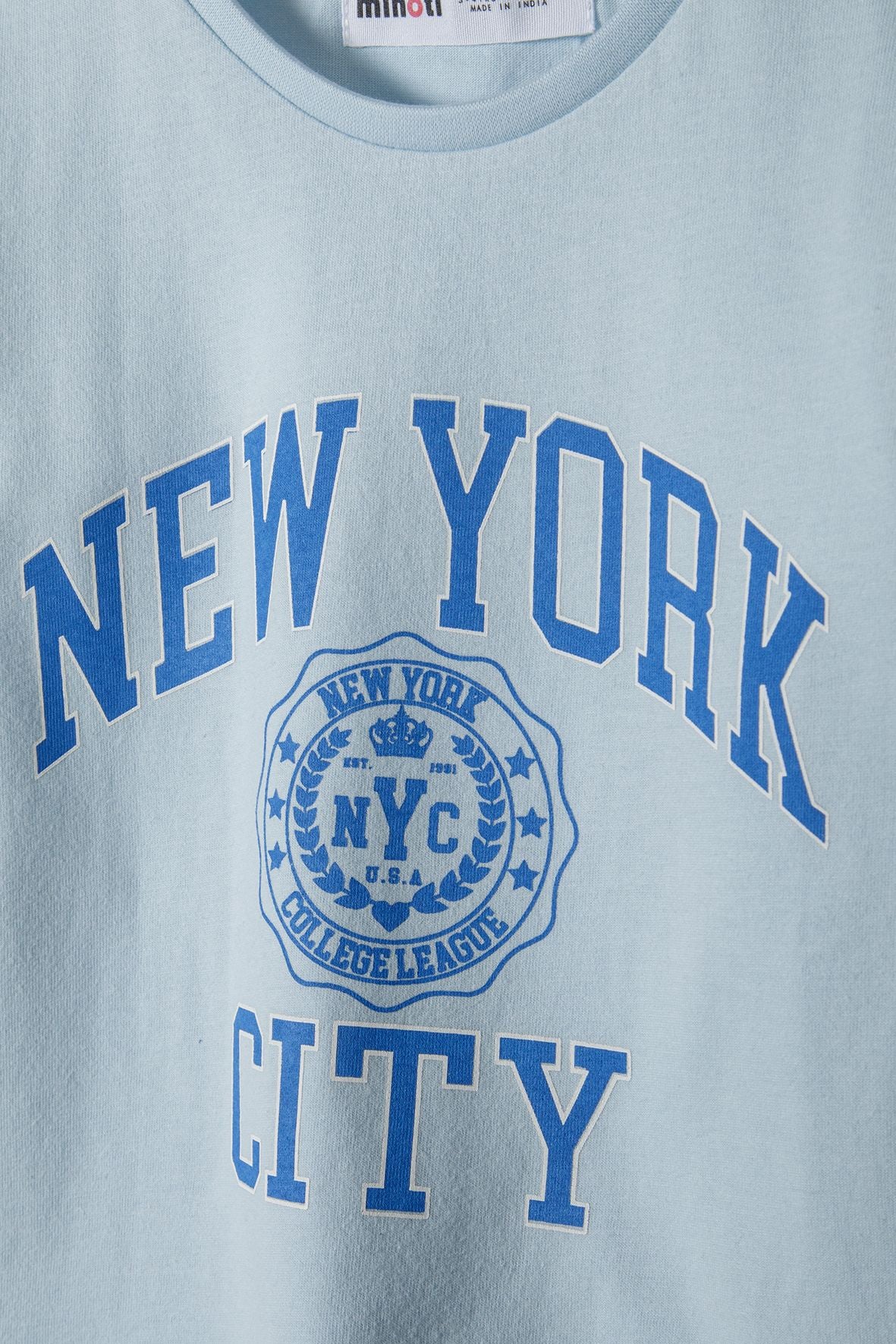 Long Sleeve T-Shirt, New York City Print, Light Blue - 4