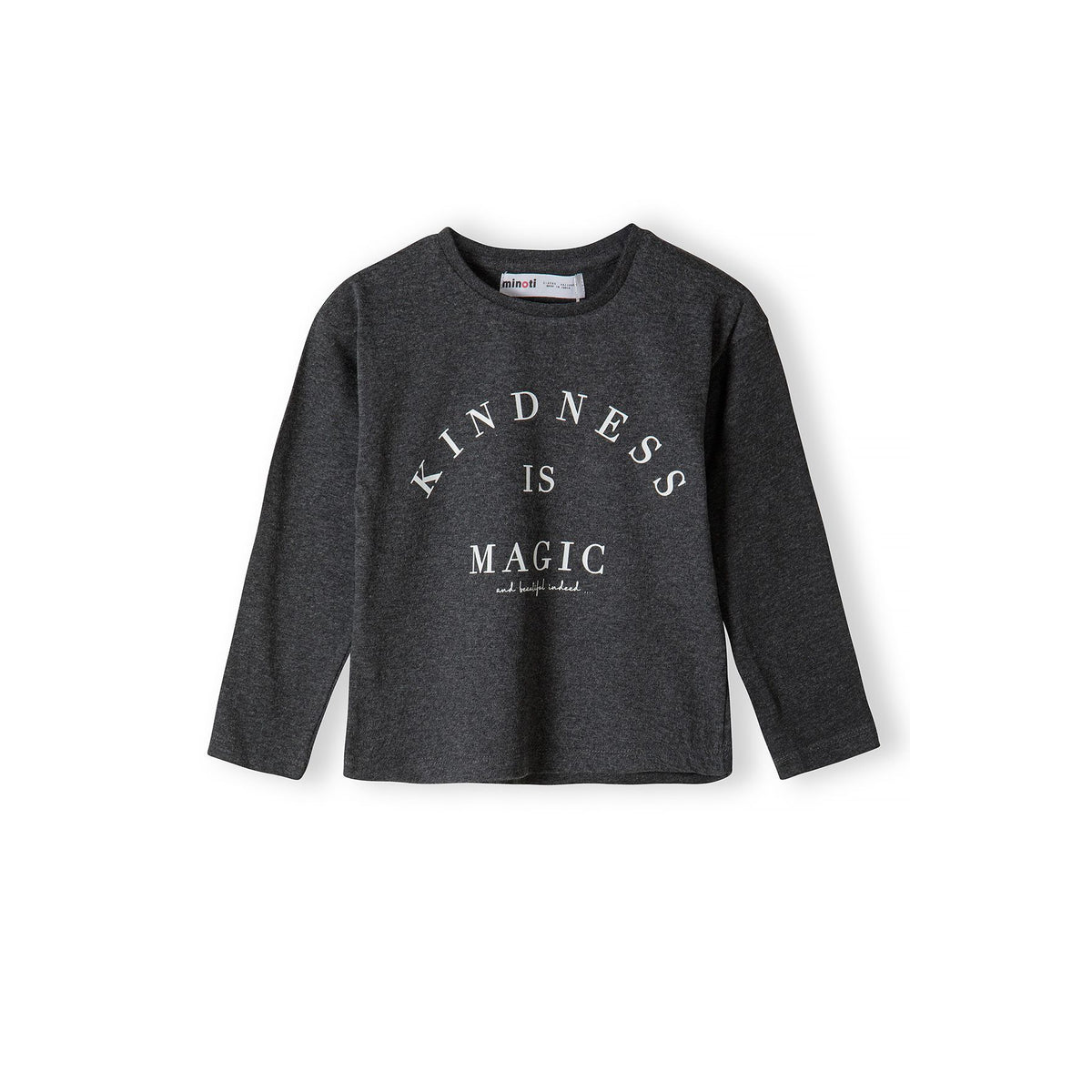 Girls' long-sleeved t-shirt in charcoal marl — complete product view for square Shop card