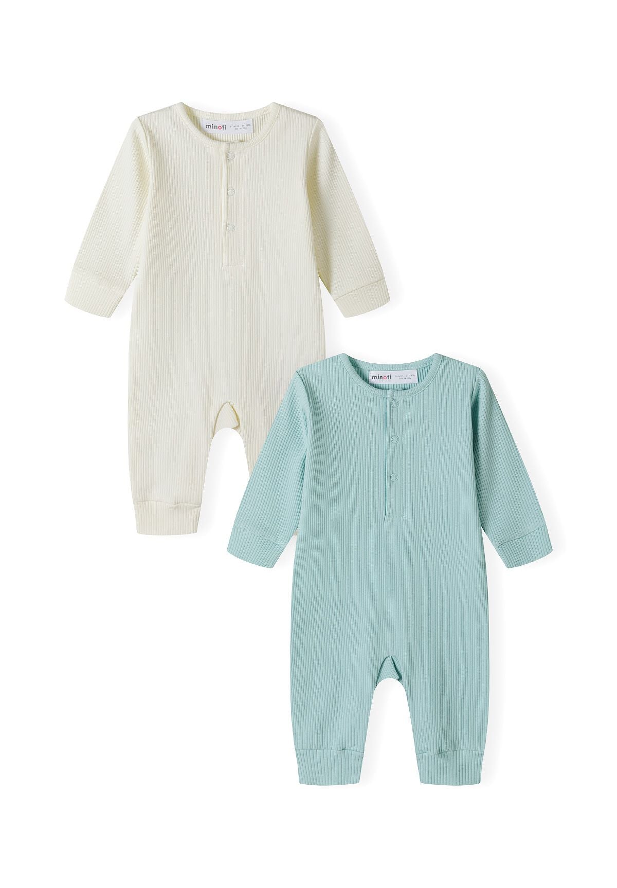 Ribbed Rompers 2-Pack, Cream & Sage Green - 1