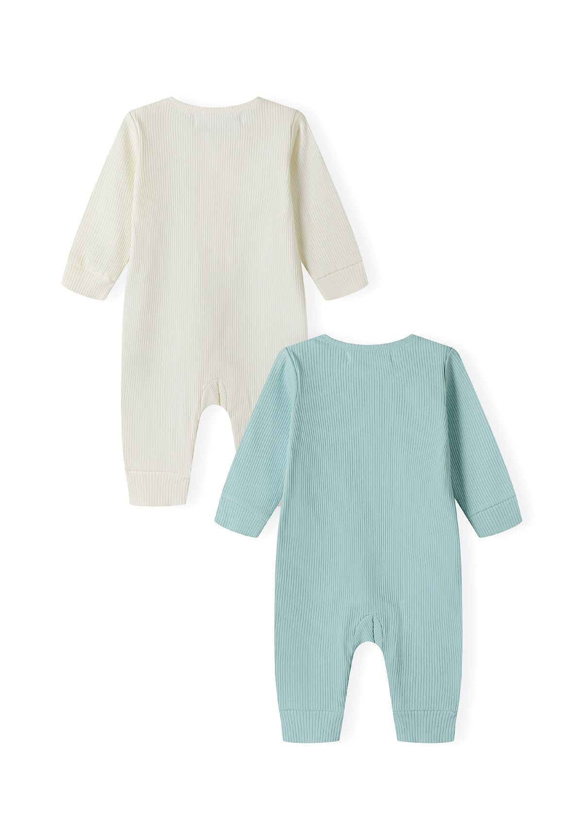 Ribbed Rompers 2-Pack, Cream & Sage Green - 2