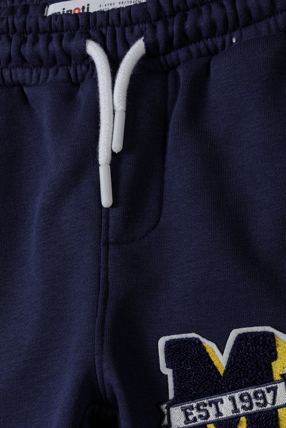 Fleece Sweatpants, Navy Yellow Panels, Striped Cuffs - 4