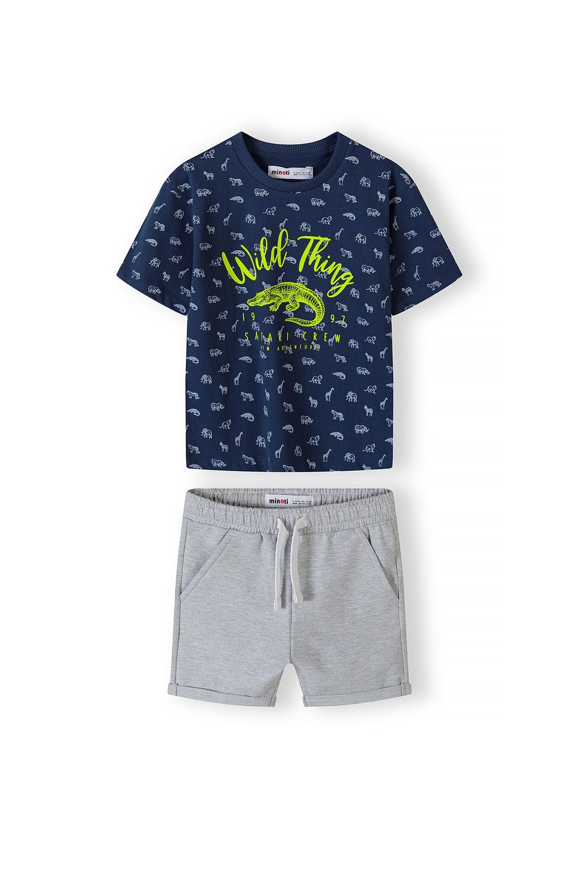 T-shirt & Shorts Set, Wild Thing Safari, Navy Grey - 1