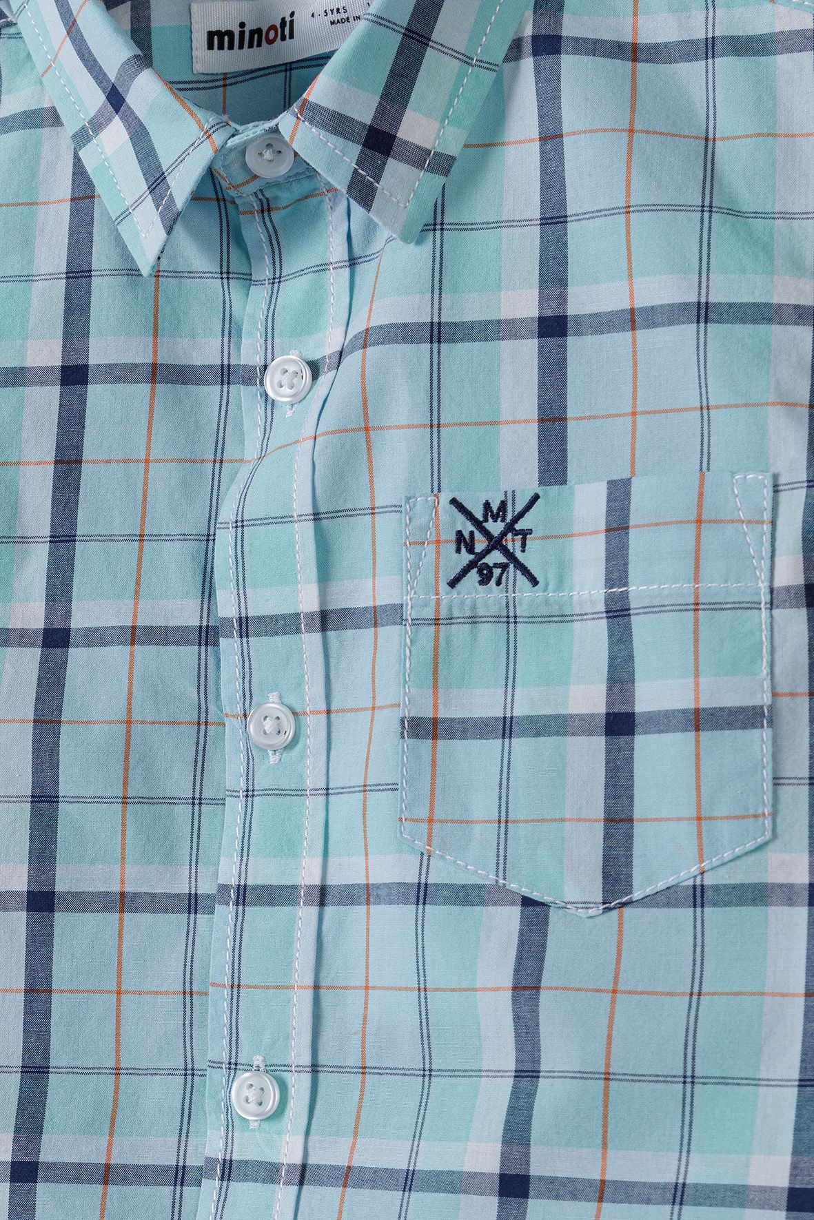 Checked Shirt Short Sleeve Light Blue - 3