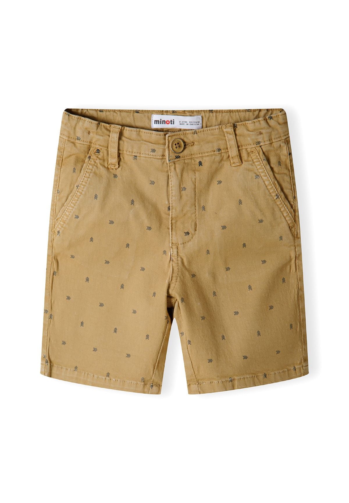 Chino Shorts, Beige, Arrow Print, Turn-Up Hems - 2