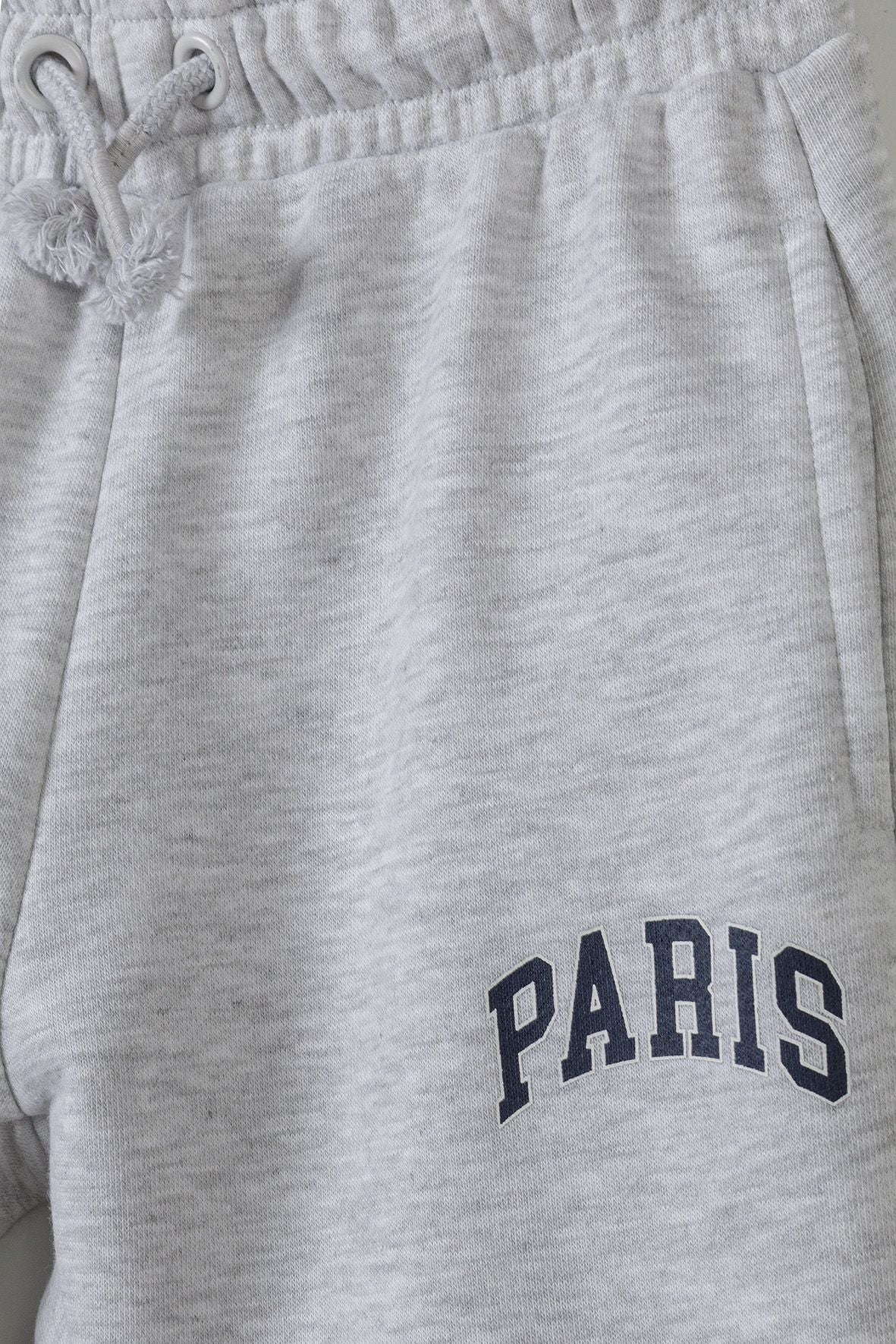 Fleece Joggers, Paris Print, Light Grey - 3