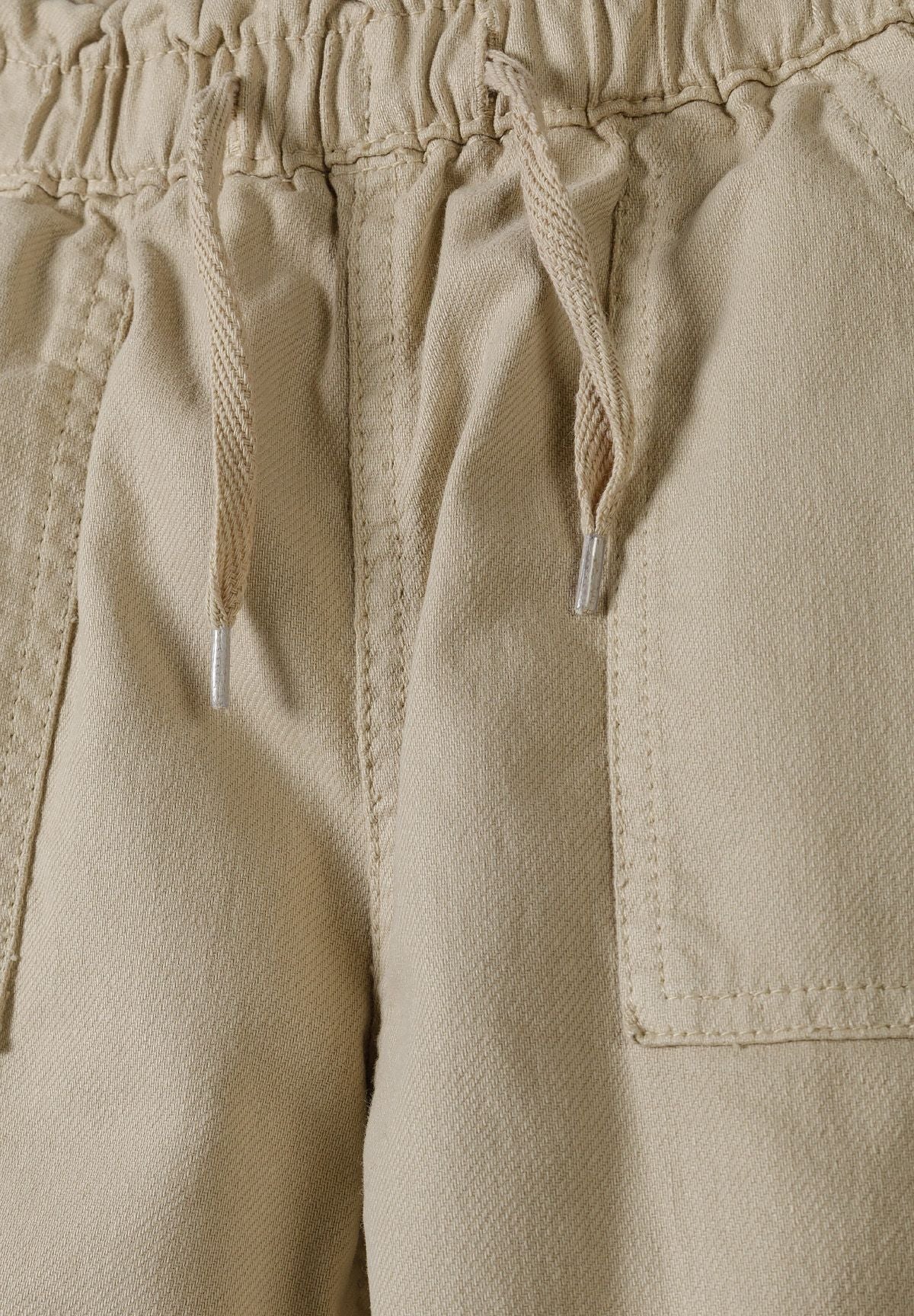 Cargo Trousers Paperbag Waist, Beige - 4