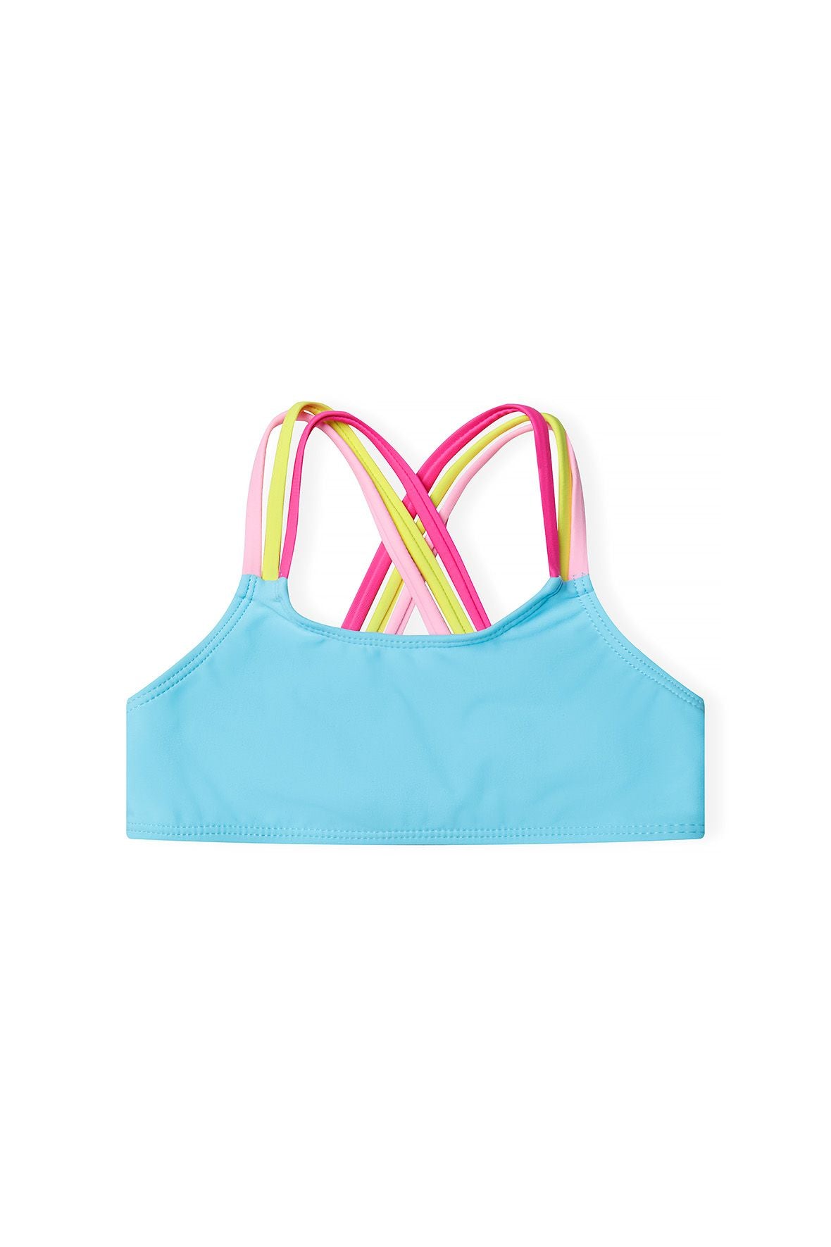 Cross-Back Bikini, Rainbow Straps, Turquoise - 3