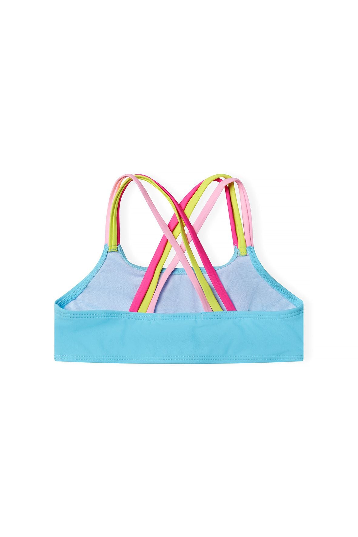 Cross-Back Bikini, Rainbow Straps, Turquoise - 4