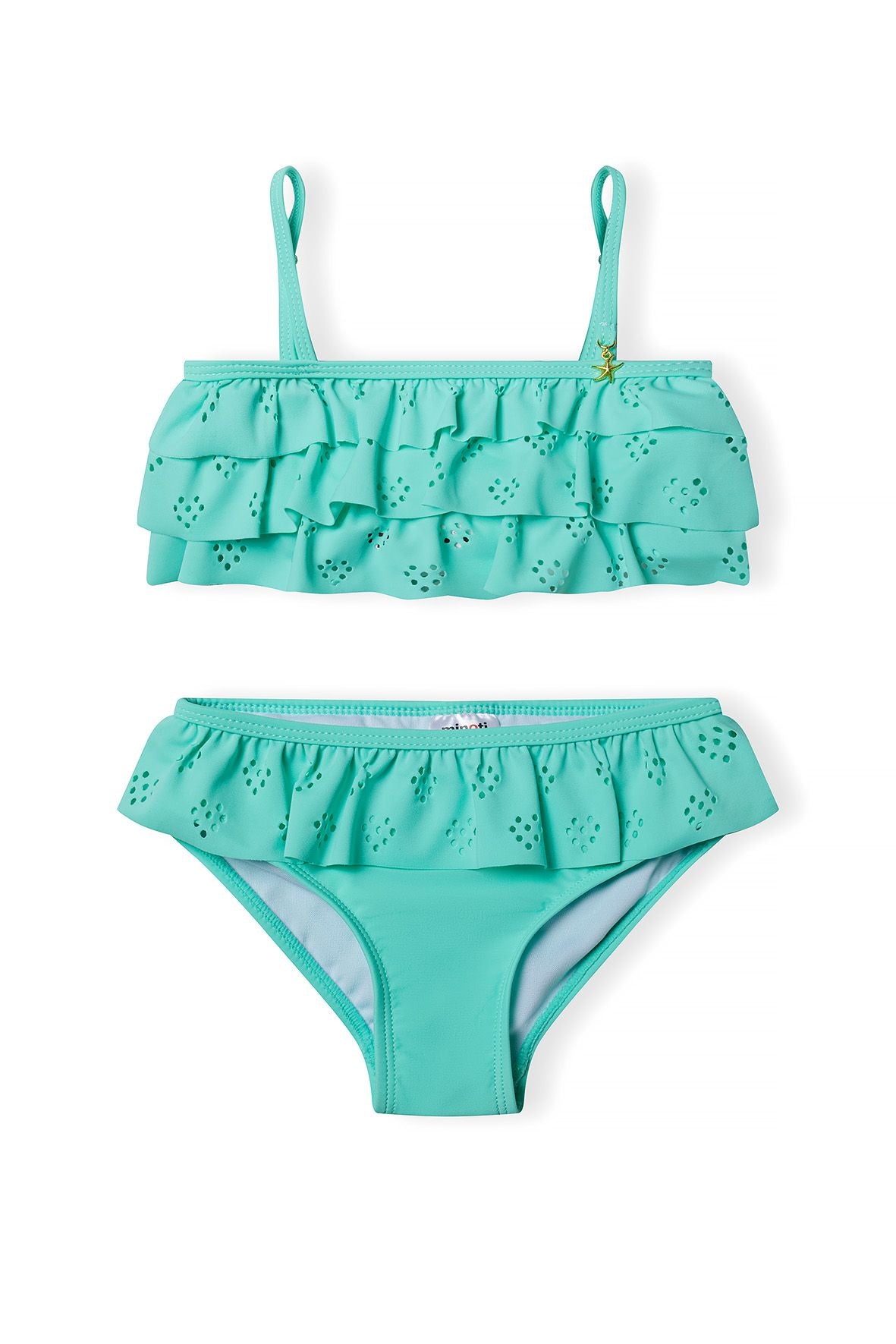 Bikini Two-Piece Eyelet Ruffle, Mint Green - 1