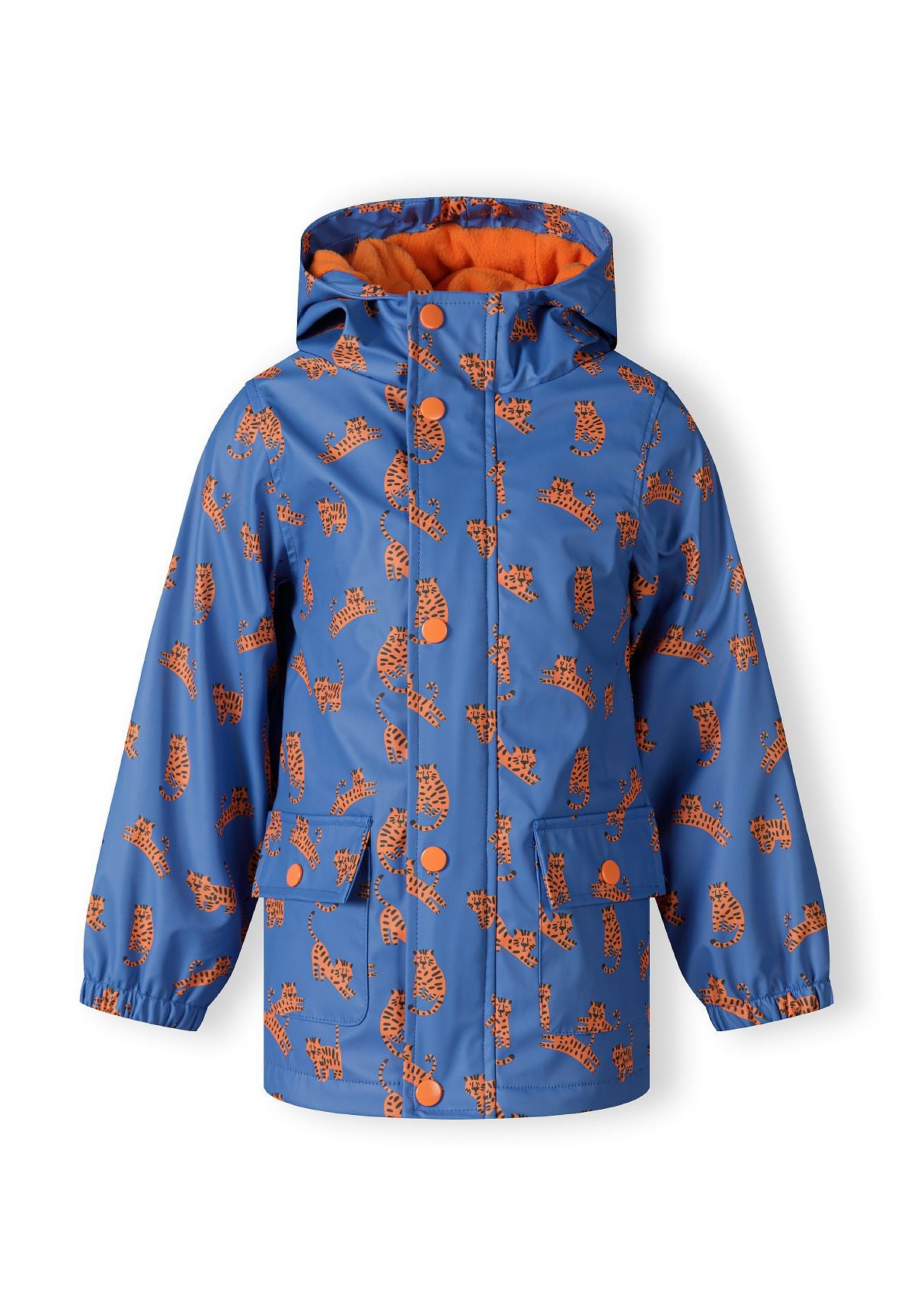 Rain Jacket Tiger Print Blue Hooded Waterproof - 2
