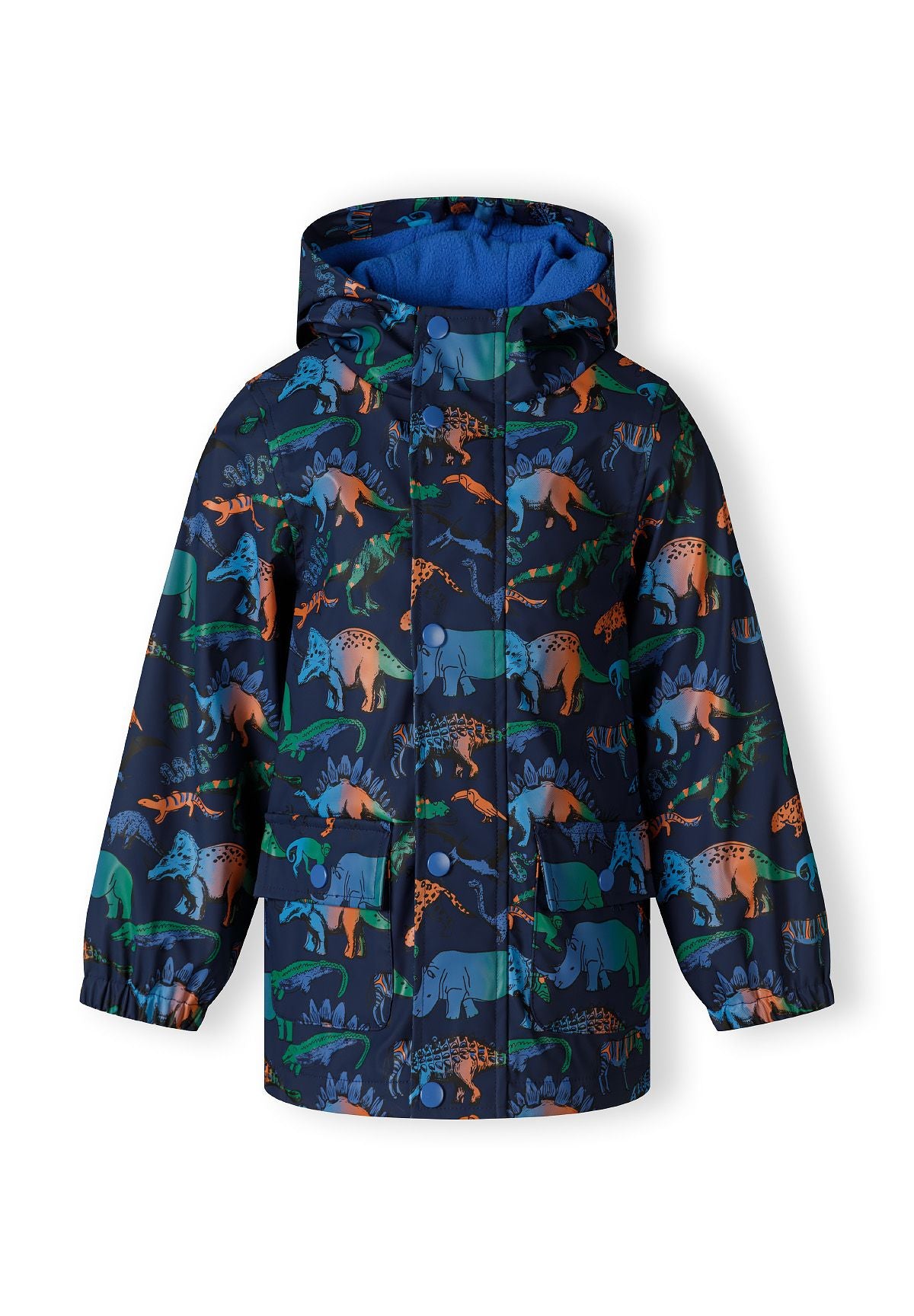 Rain Jacket Dinosaur Print Navy Waterproof Hooded - 2