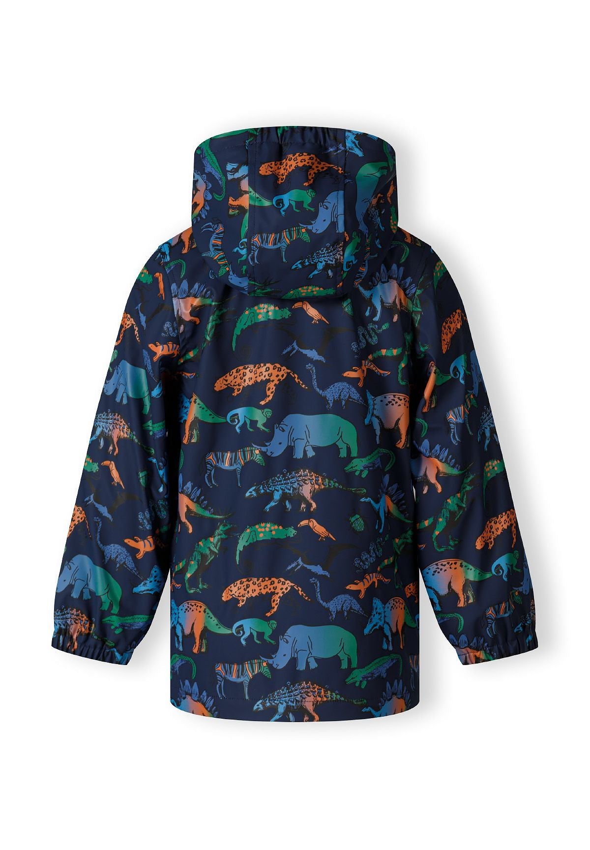Rain Jacket Dinosaur Print Navy Waterproof Hooded - 3