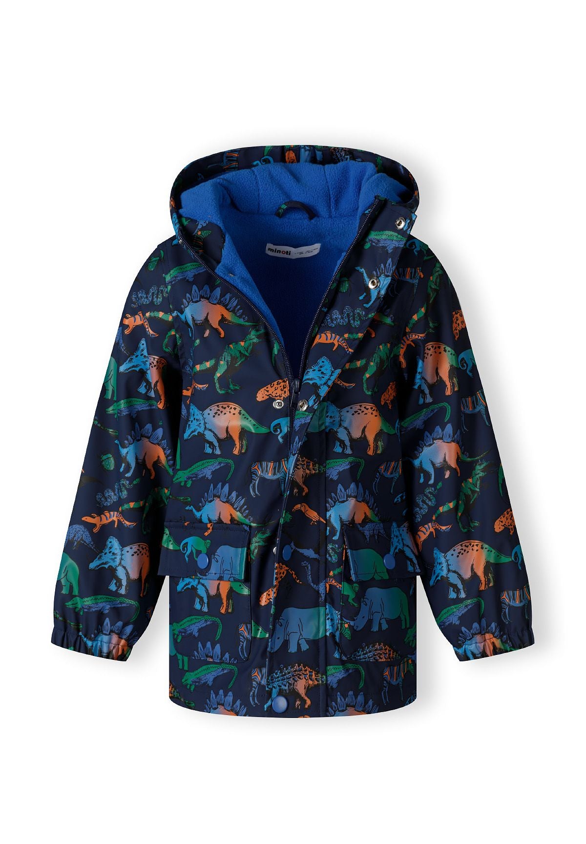 Rain Jacket Dinosaur Print Navy Waterproof Hooded - 4