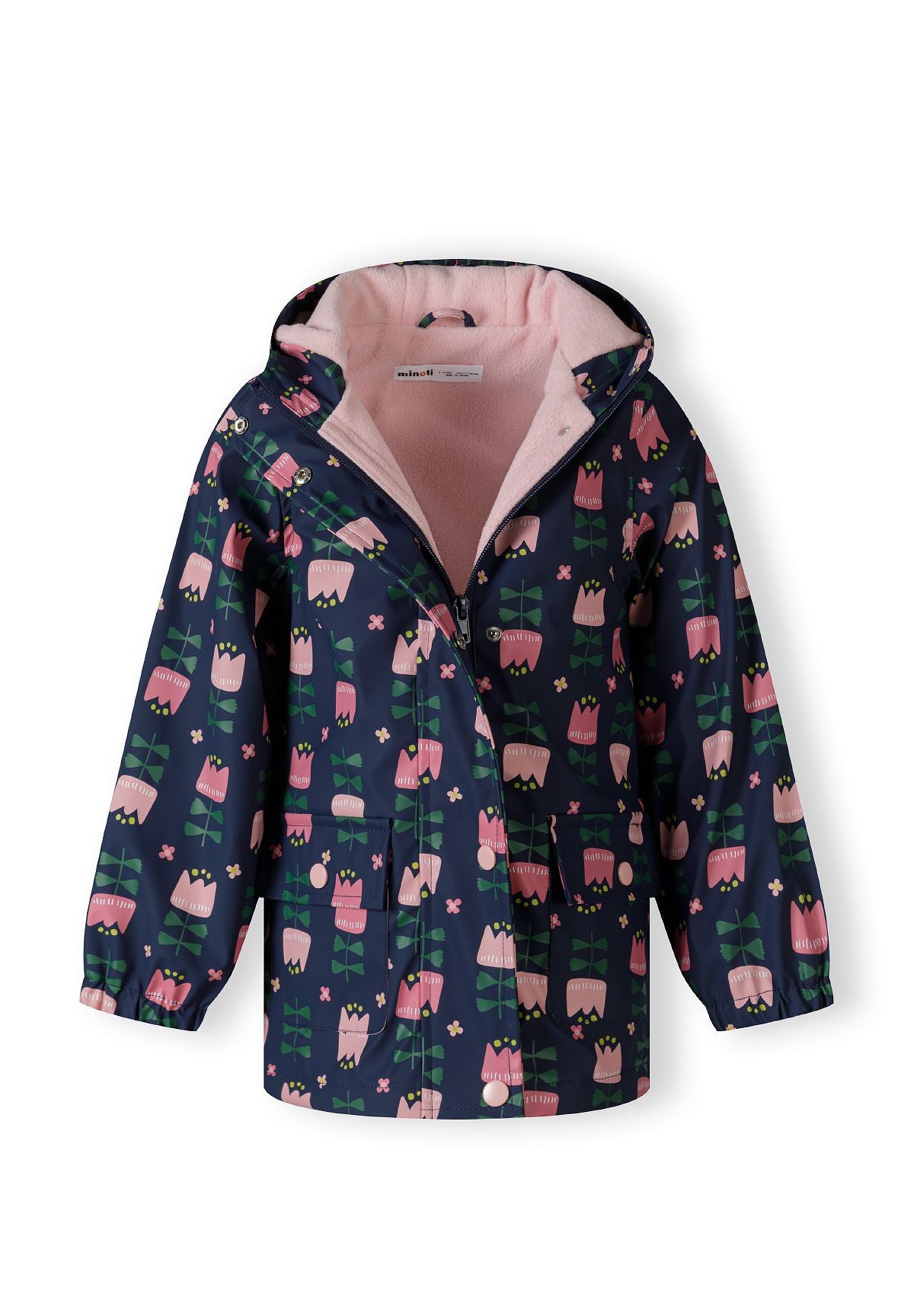 Printed Rain Jacket Navy Hooded Waterproof - 5