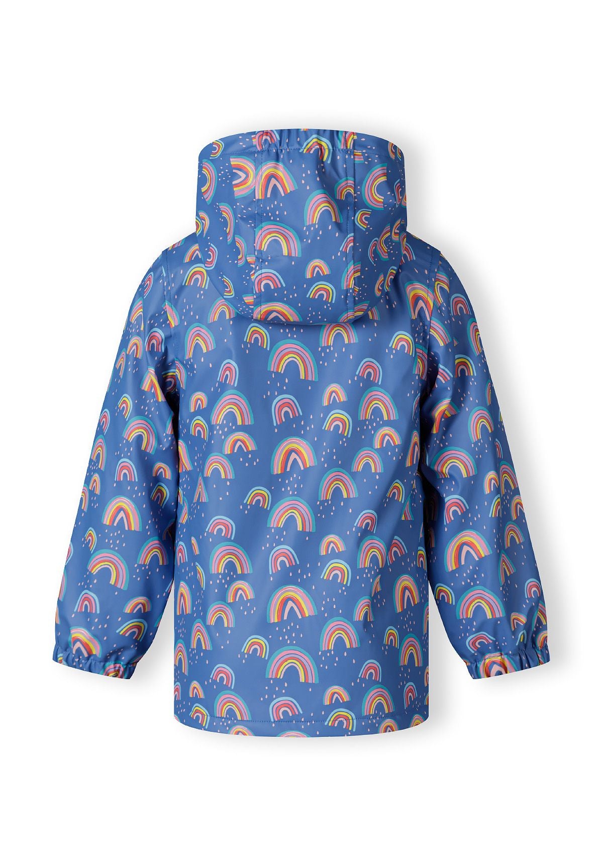 Hooded Rain Jacket, Rainbow Print, Cobalt Blue - 3