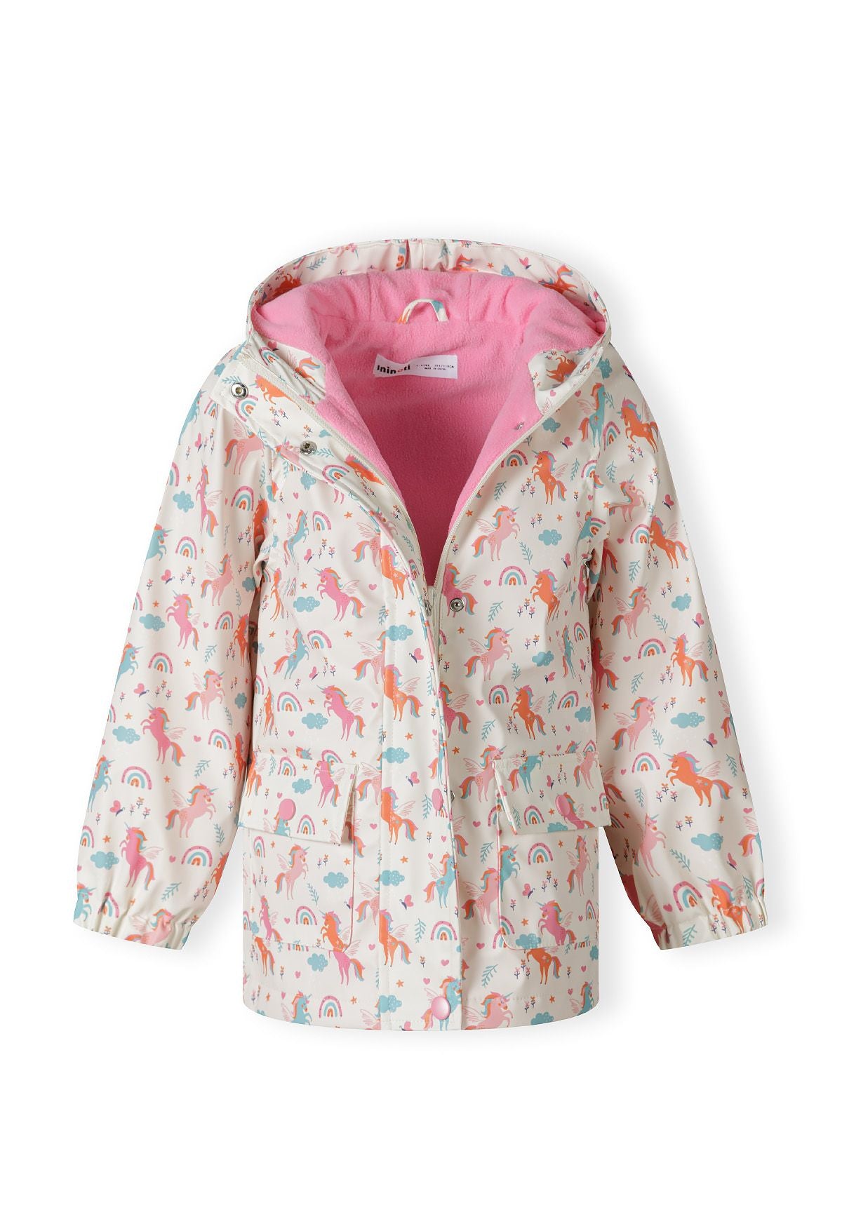Rain Jacket Unicorn Print Cream Hooded - 5