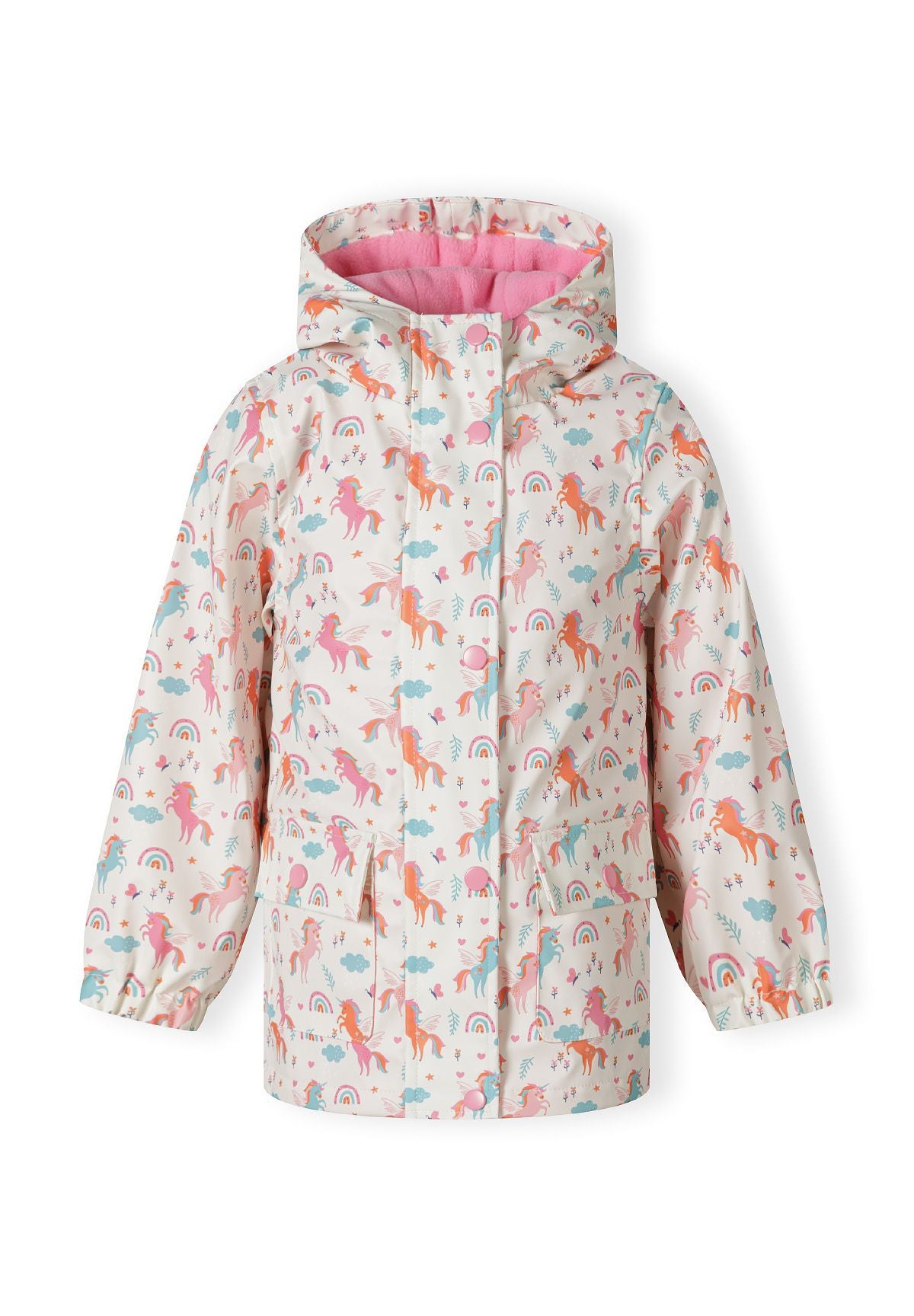 Rain Jacket Unicorn Print Cream Hooded - 2