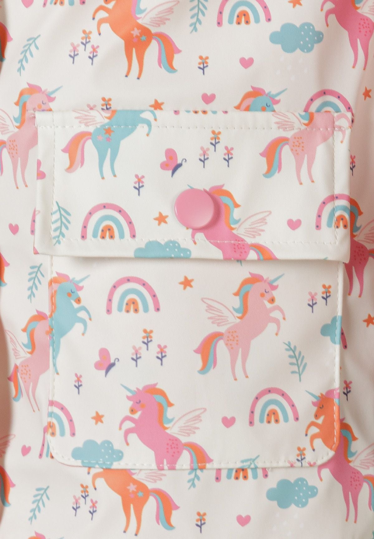 Rain Jacket Unicorn Print Cream Hooded - 4