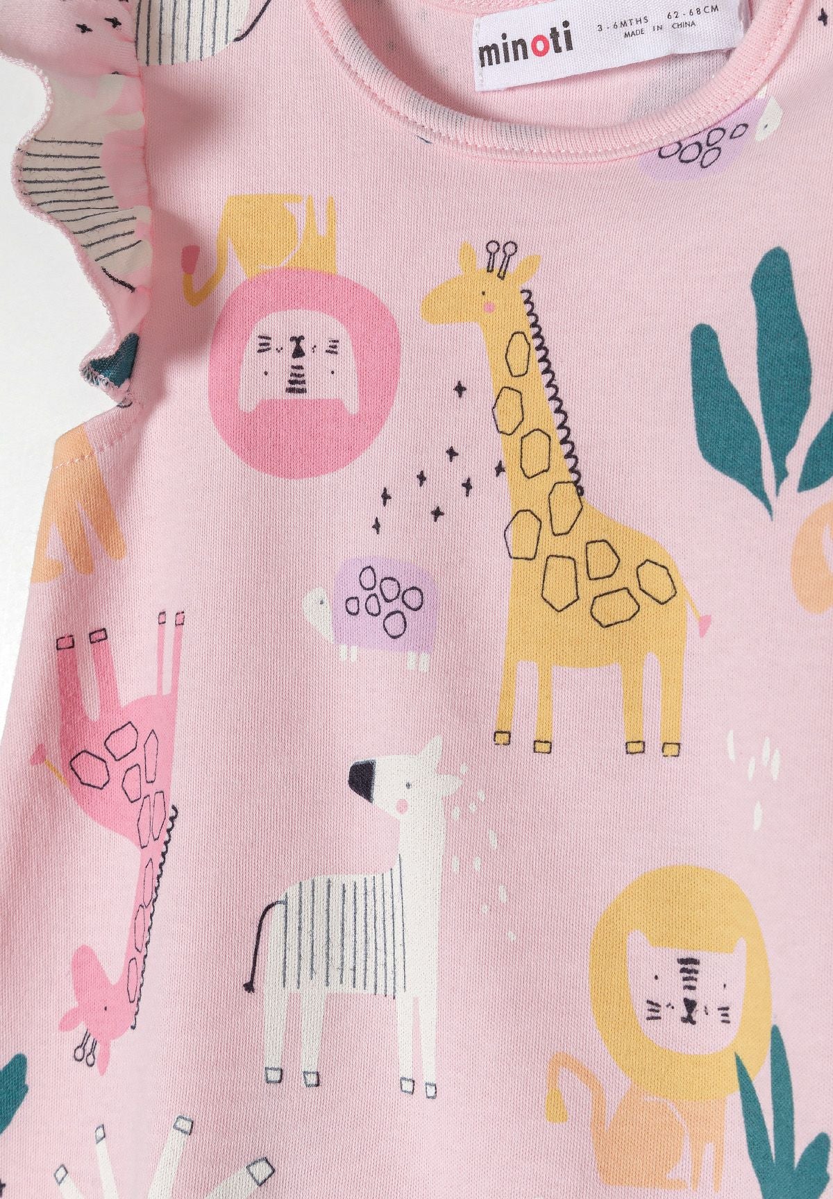 Frill Sleeve Rompers 2-Pack, Safari & Dots, Pink Cream - 6