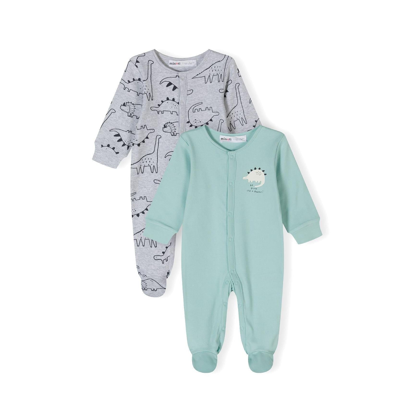 Mint green sleepsuit laid flat showing back view with snap button closure