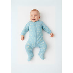 Baby sleepsuits 2-pack in brown, cream and light blue