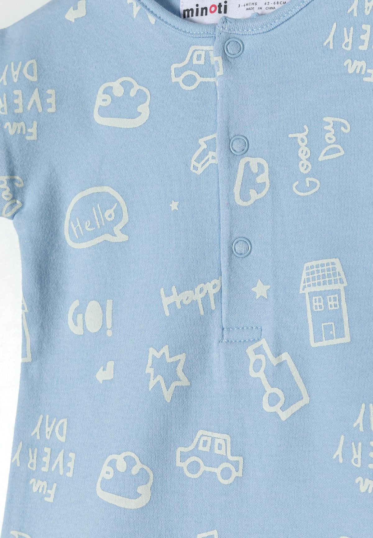 Short Sleeve Rompers 2-Pack, Striped & Print, Blue - 6