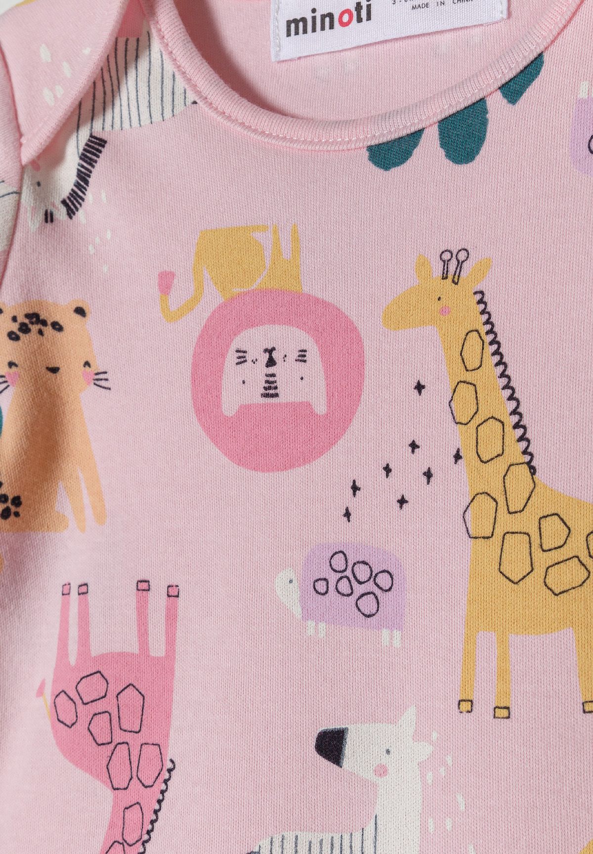 Short Sleeve Bodysuits 2-Pack, Safari Print, Mint Pink - 6
