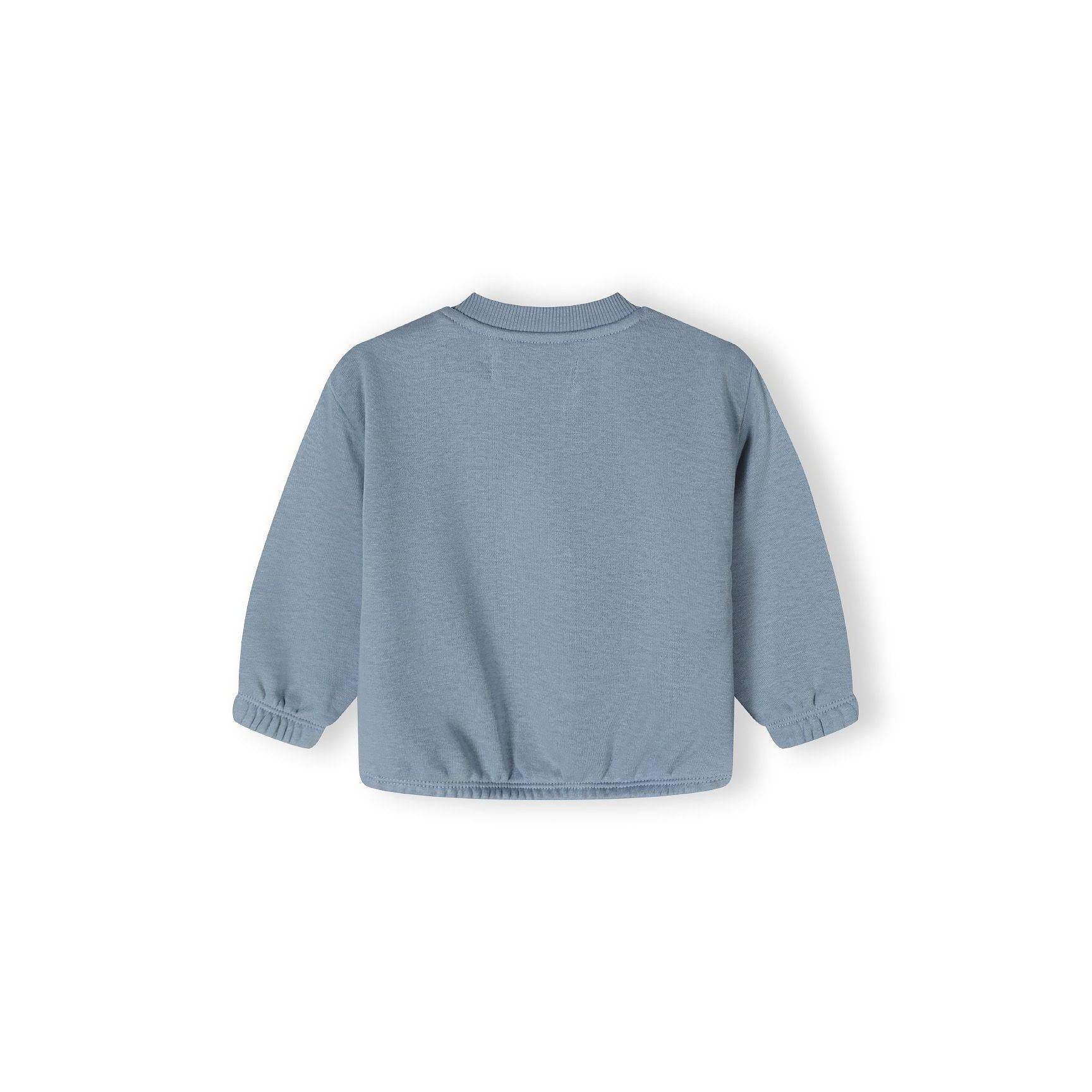 Detailed view of blue joggers pocket construction and fabric texture showing soft cotton material