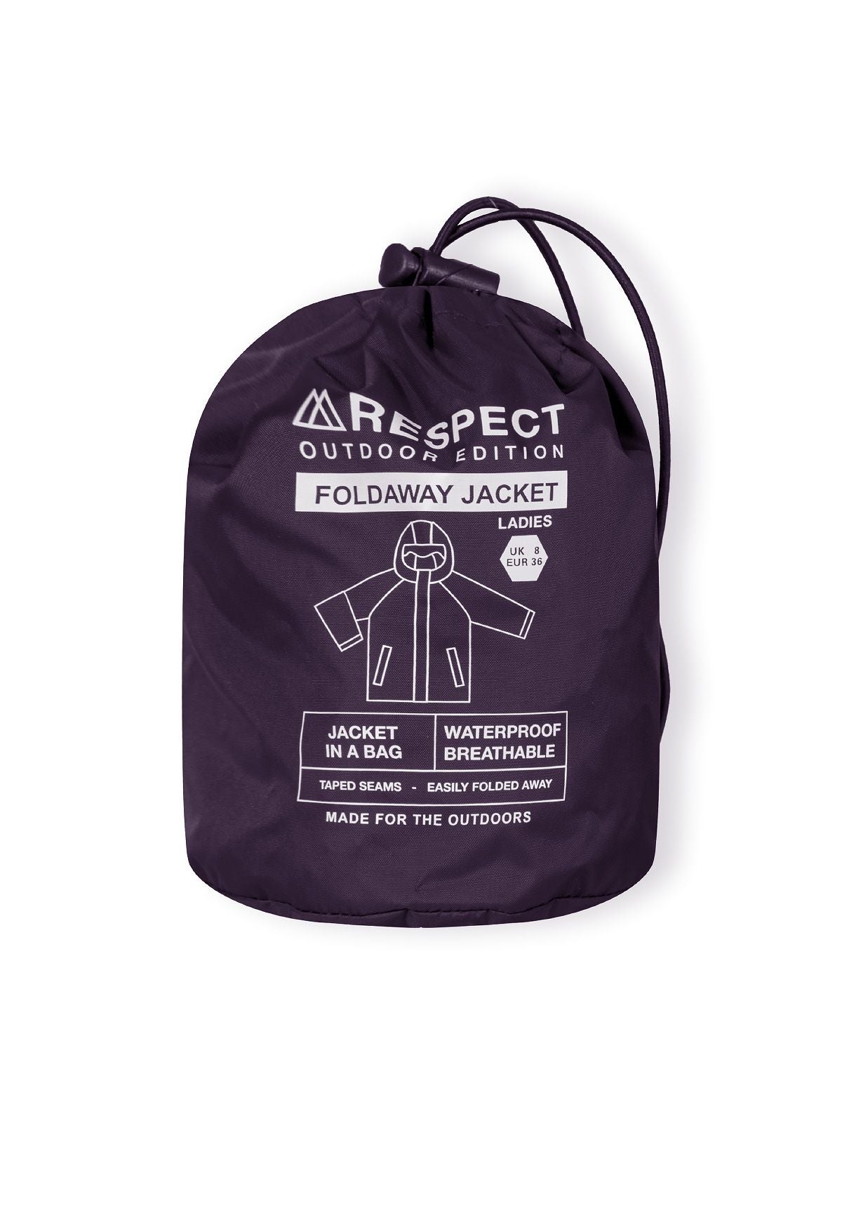 Packaway Waterproof Rain Jacket, Purple, Hooded - 10