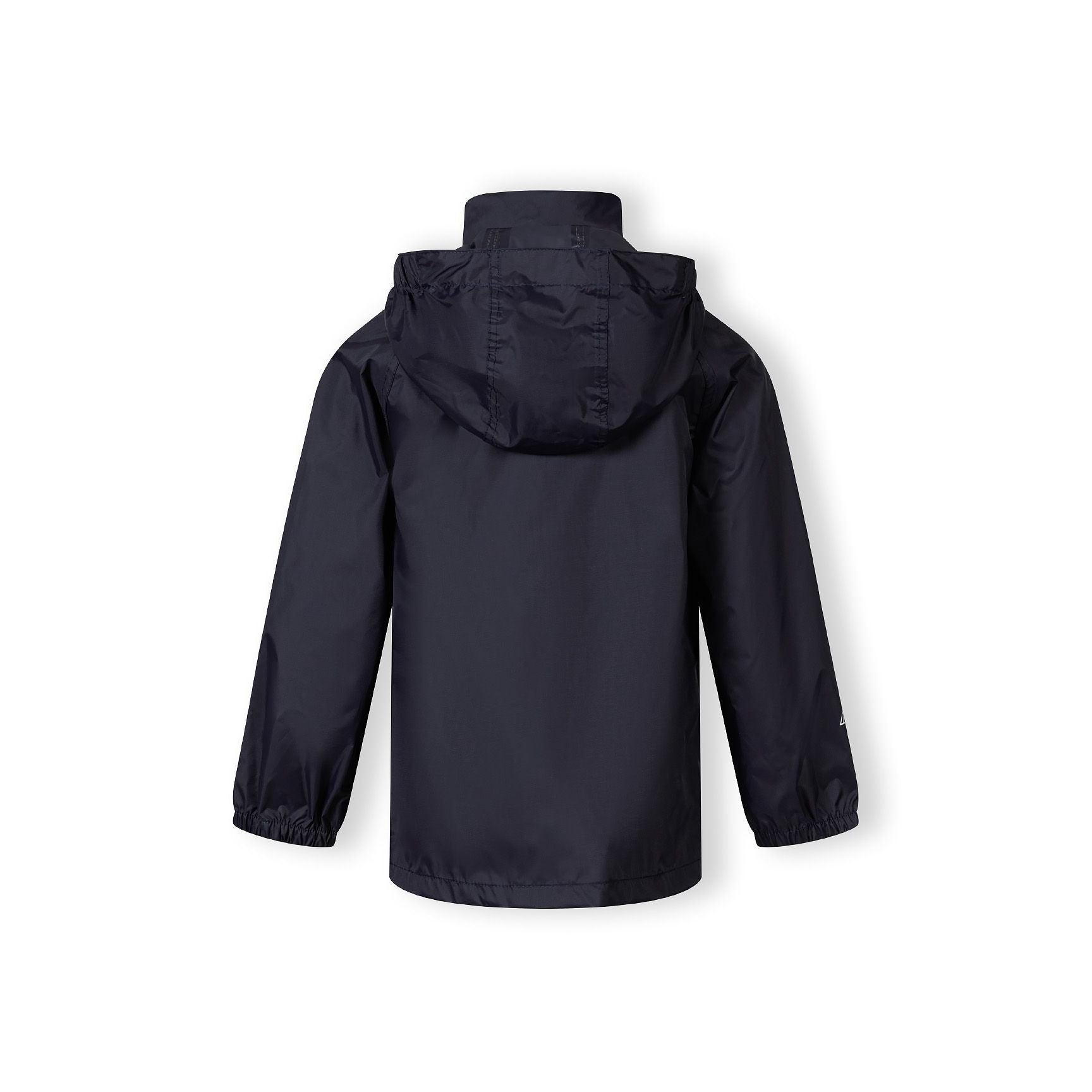 Interior detail view showing navy lining with internal pocket and zip details of the packaway waterproof jacket