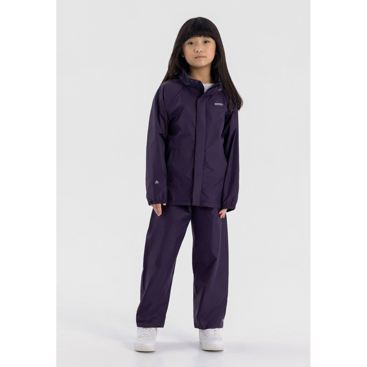 Girls' packaway overtrousers in purple — complete product view for square Shop card