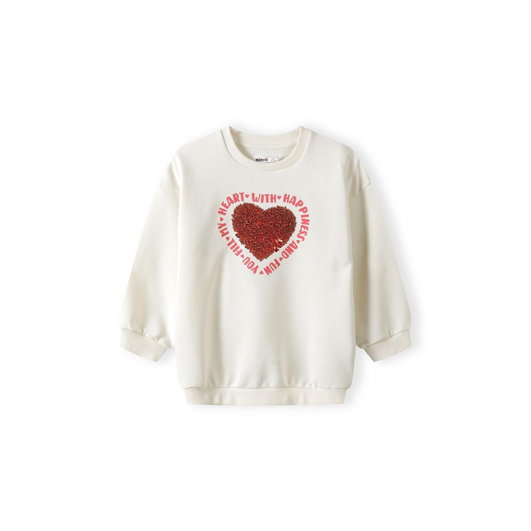 Back view of cream fleece sweatshirt showing plain design without prints, flat lay on white background