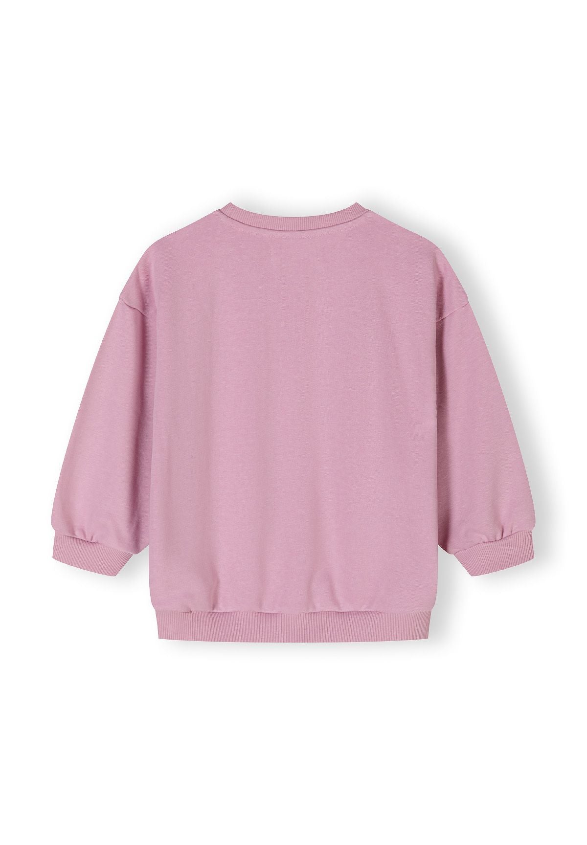 Dusty pink crew neck sweatshirt, back.