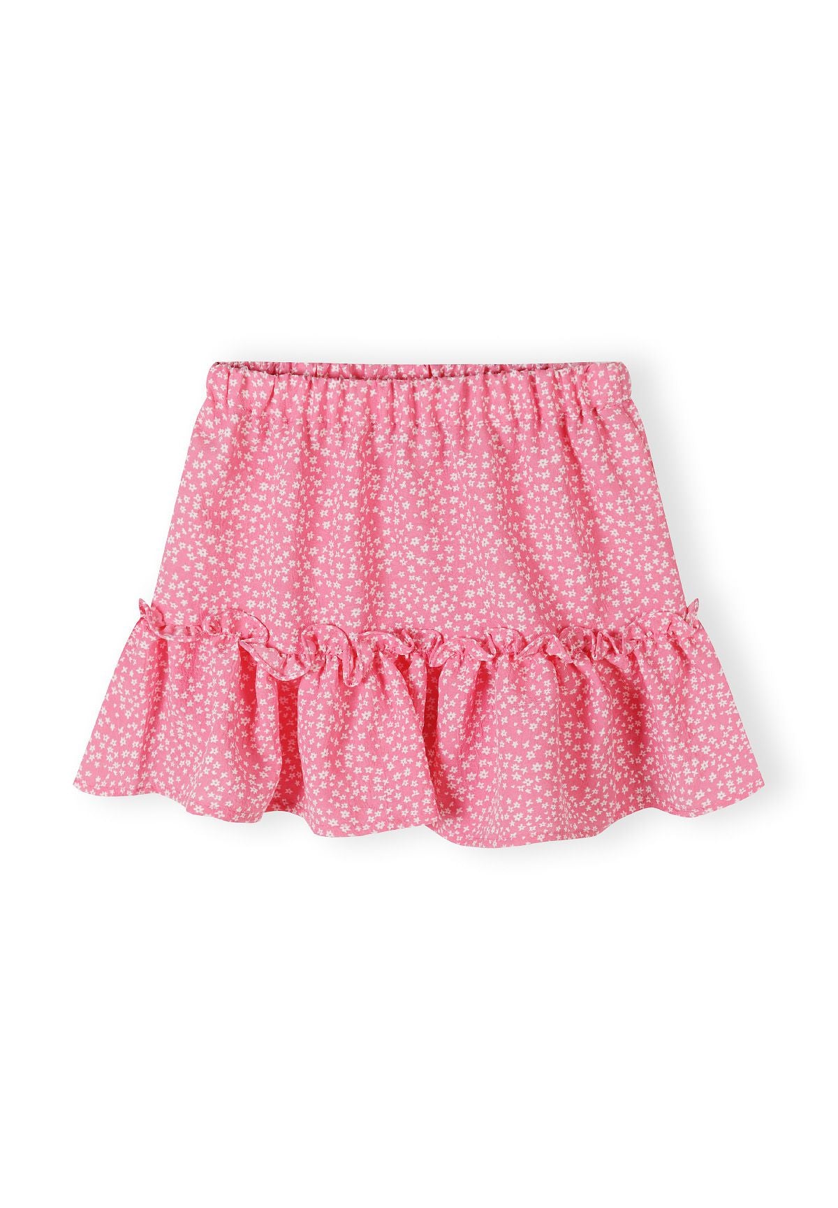 Pink and white frill skirt, front.