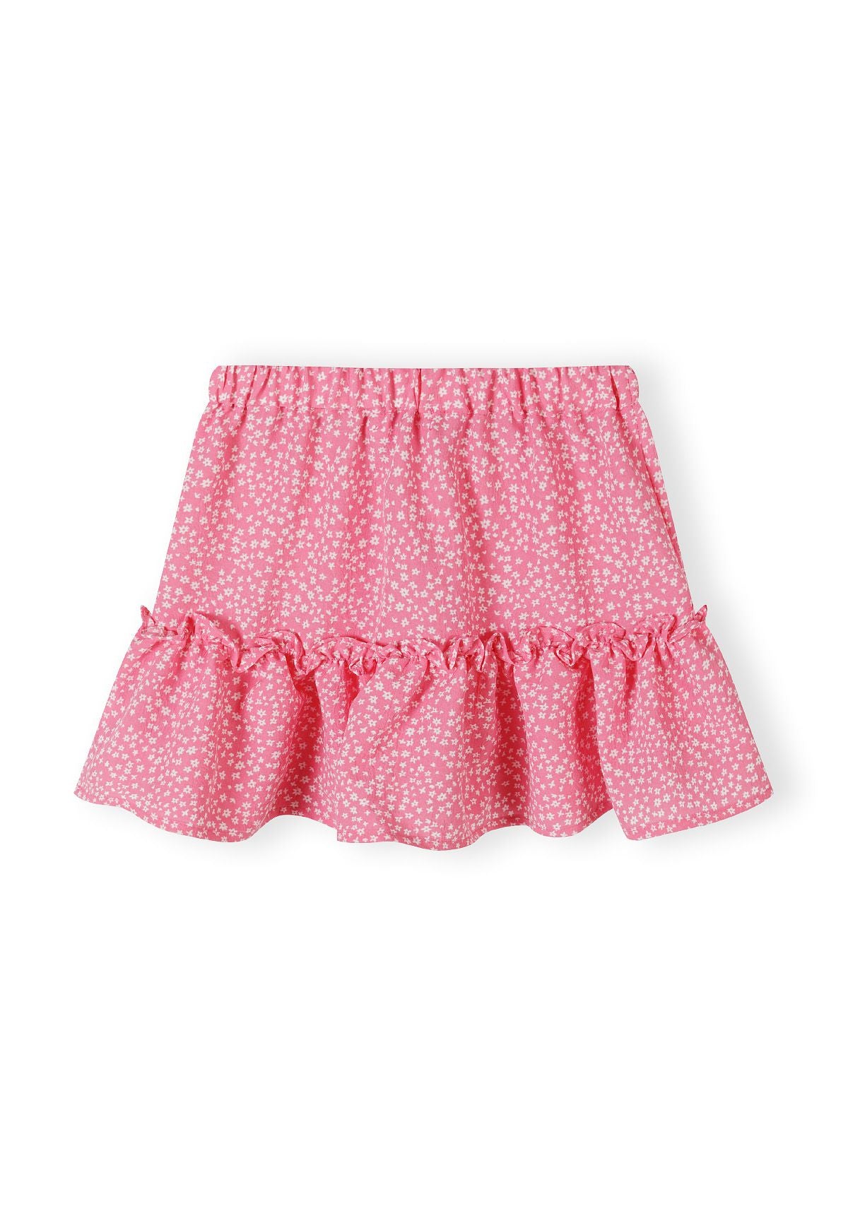 Girls pink skirt with crinkle layered pleats and frills, featuring an elasticated waistband.