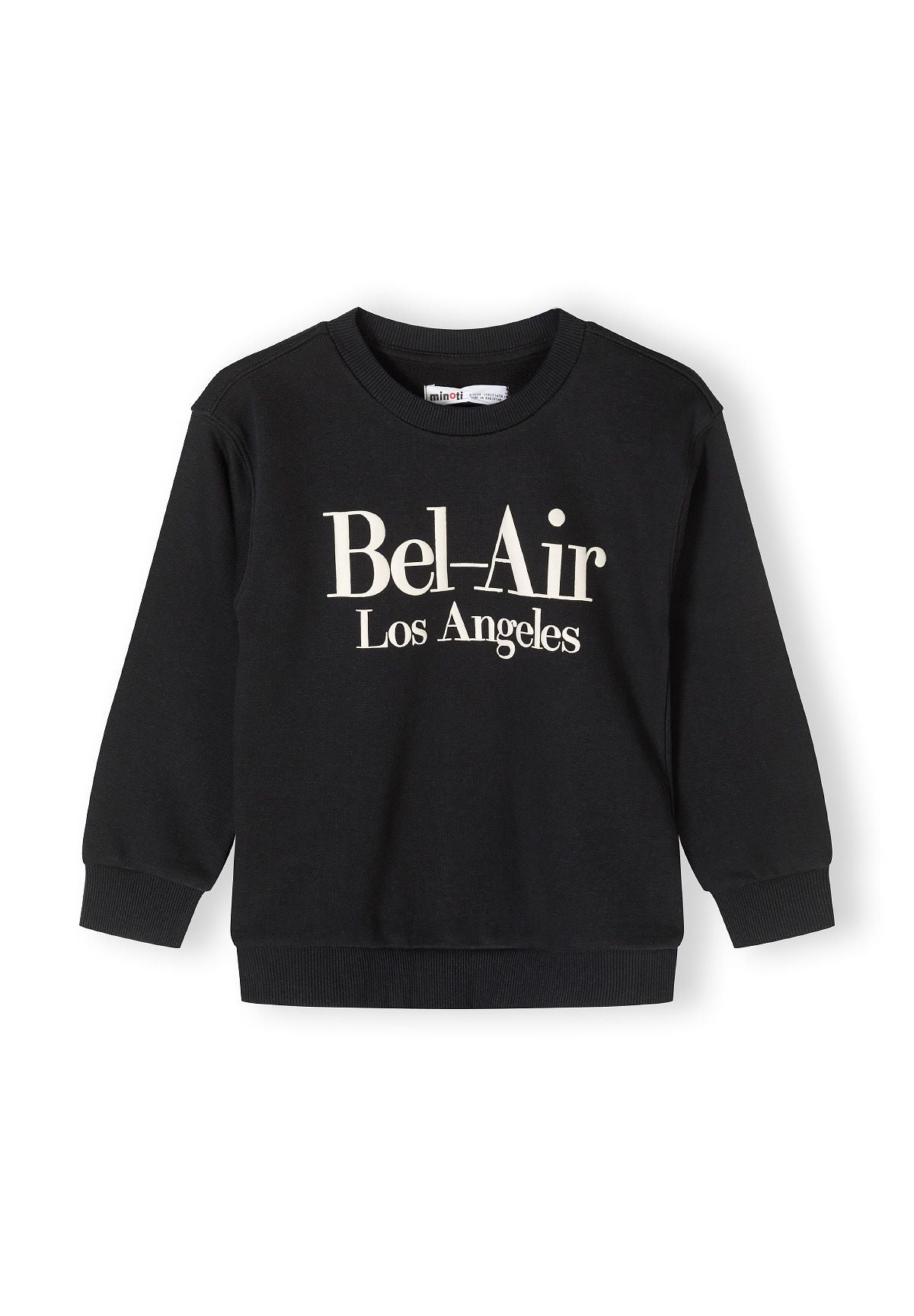 Oversized Crew Neck Sweatshirt, Bel-Air Print, Black - 2