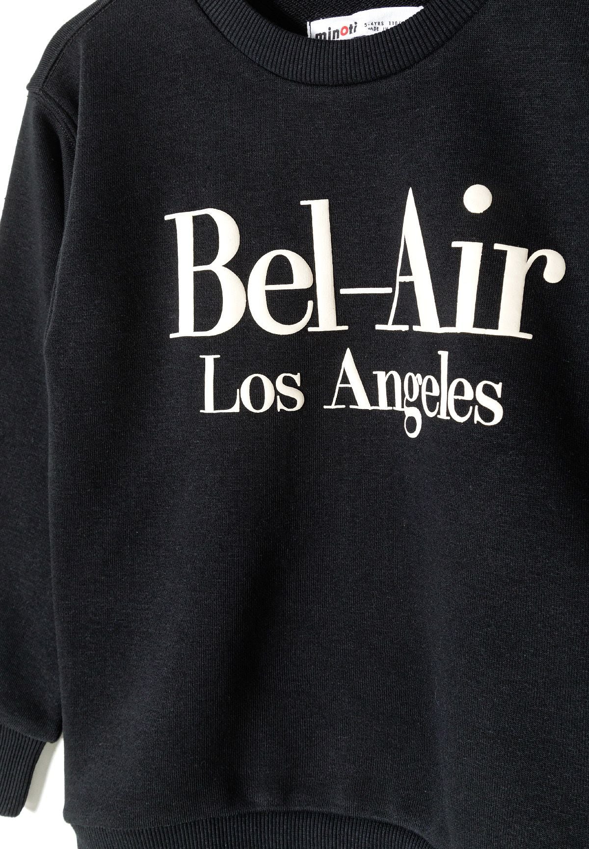 Oversized Crew Neck Sweatshirt, Bel-Air Print, Black - 4