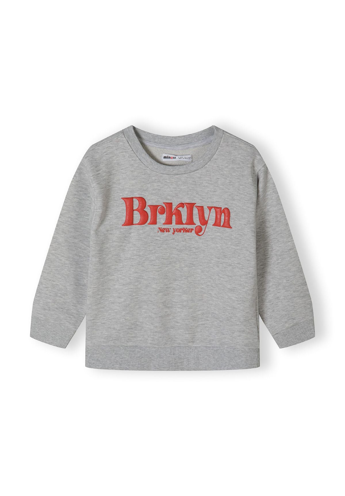 Oversized Crew Neck Sweatshirt, Brooklyn Print, Grey - 2